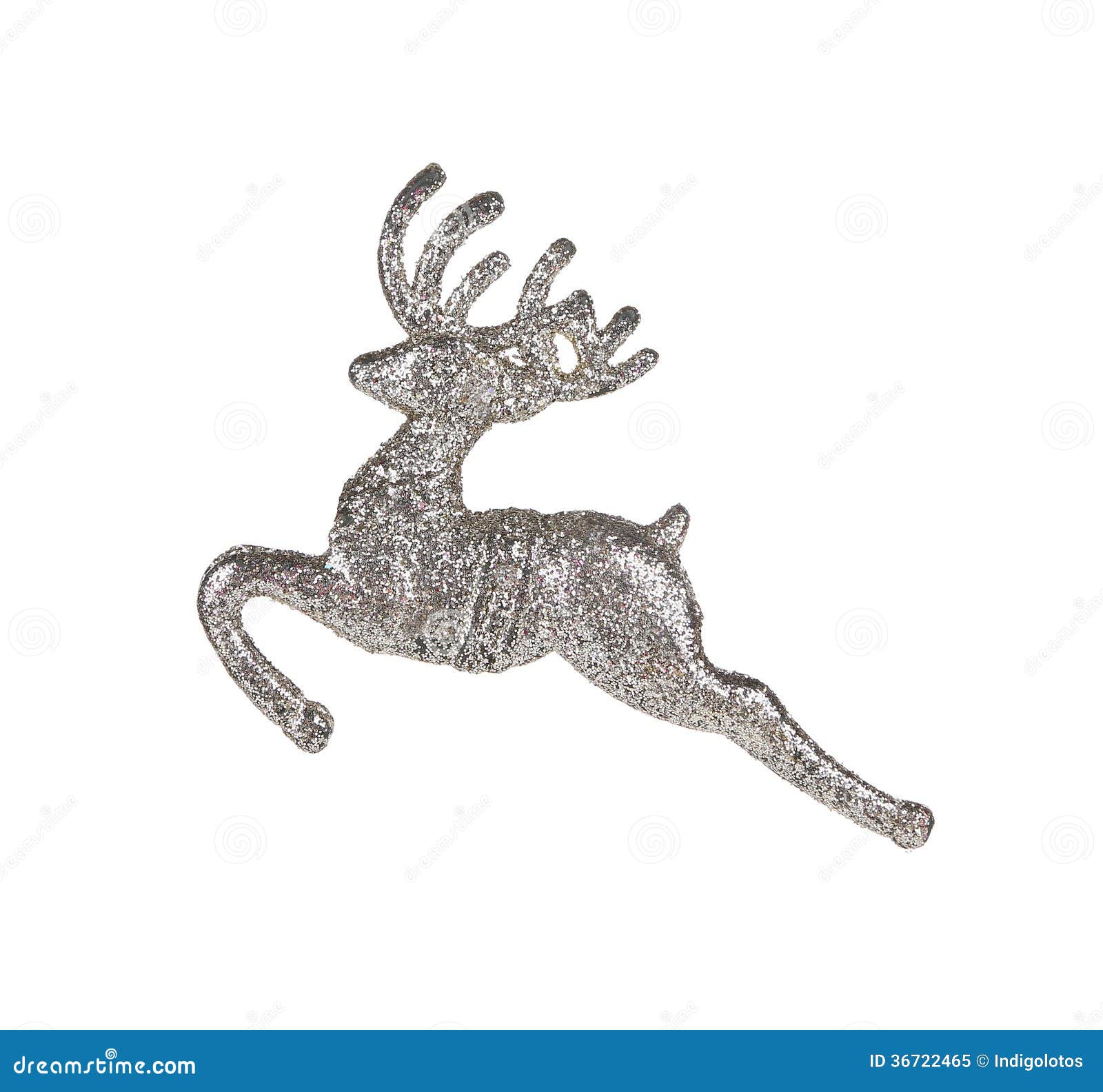 Leaping Reindeer Glitter Christmas Ornament. Royalty Free 