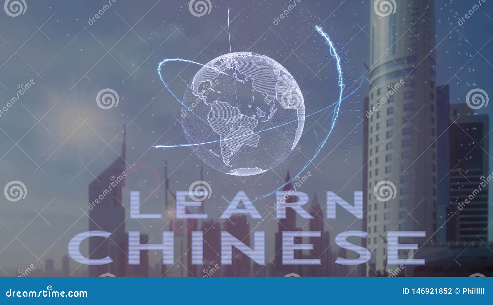 Learn Chinese Text With 3d Hologram Of The Planet Earth - 