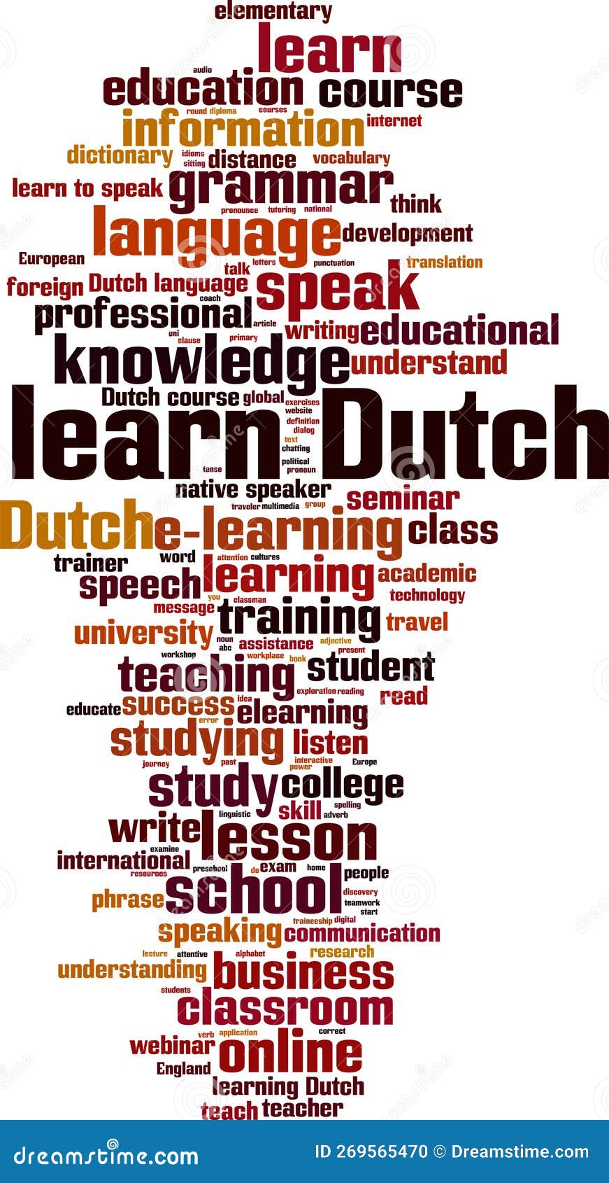 Learn Dutch word cloud stock illustration. Illustration of teacher