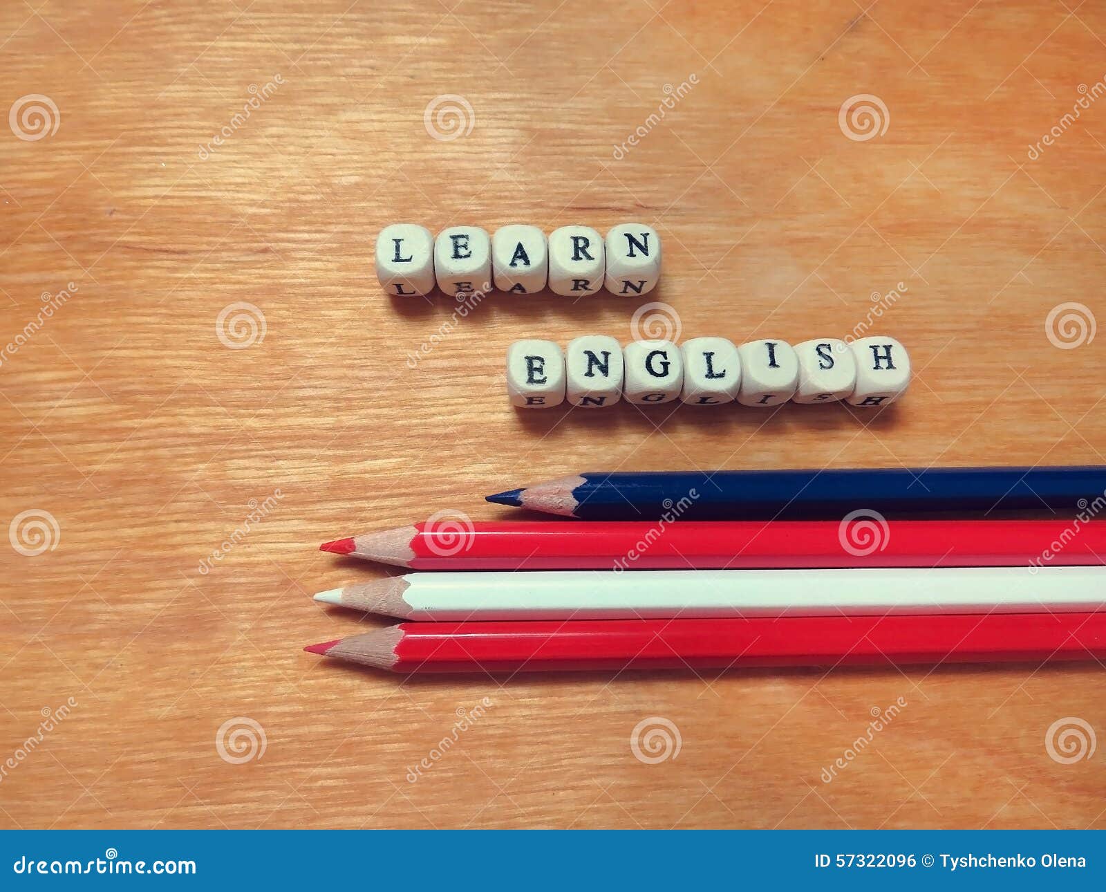 Learn English and Colored Pencils Stock Photo Image of chalkboard