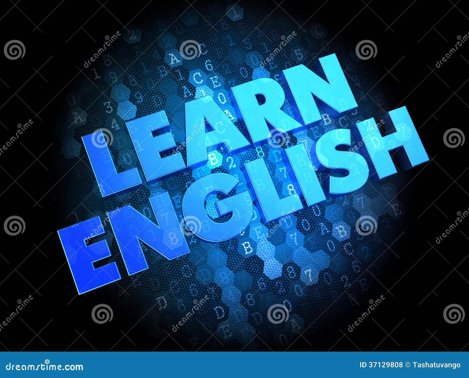 Learn English On Dark Digital Background. Royalty Free Stock Photos