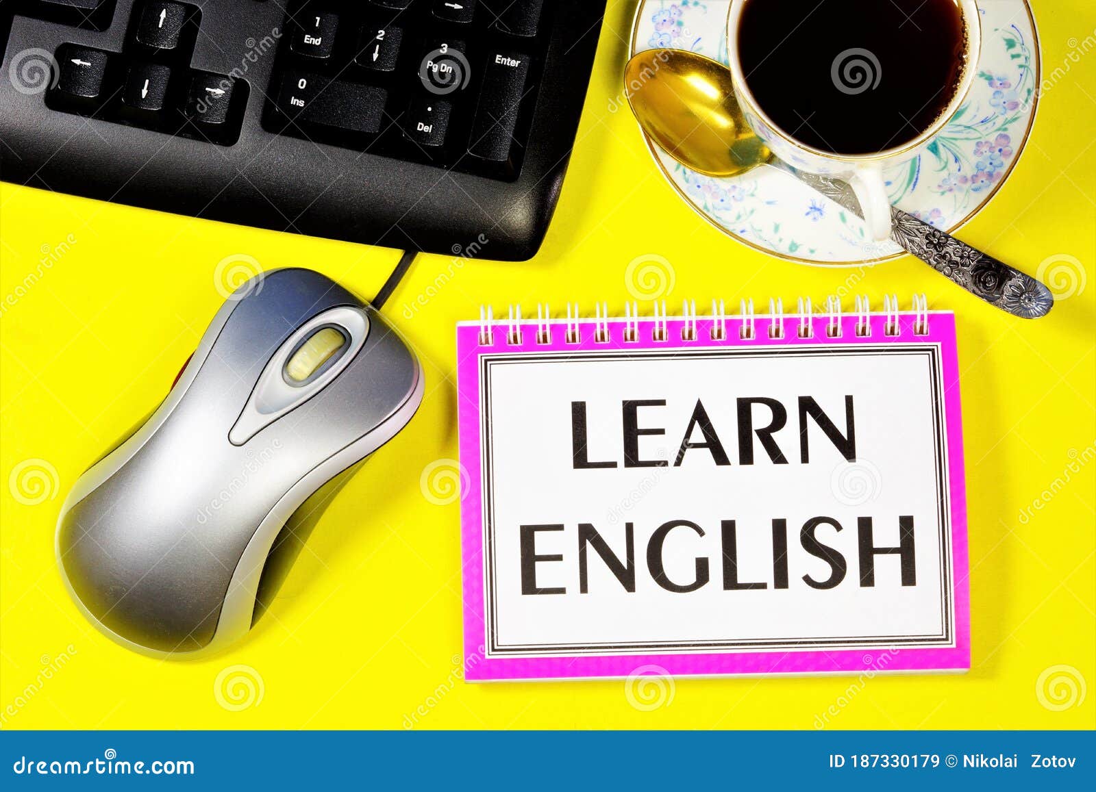 Learn Englishwriting Text on a Notepad. Study of the Sign System for