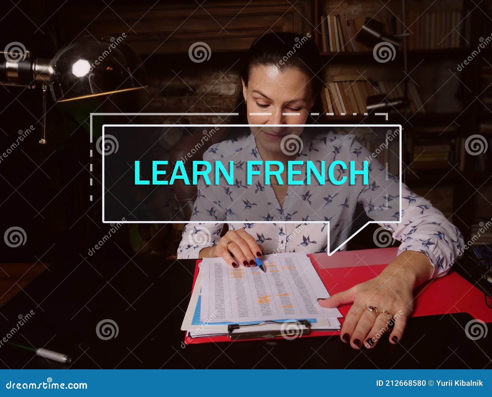 LEARN FRENCH Phrase on the Screen. Auditor Checking Financial Report