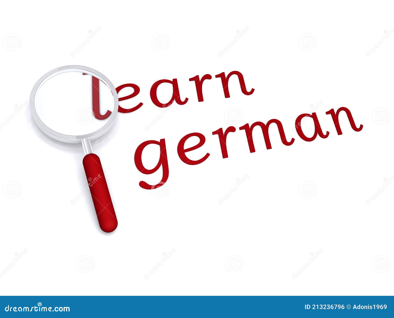 Learn German with Magnifying Glass Stock Illustration Illustration of