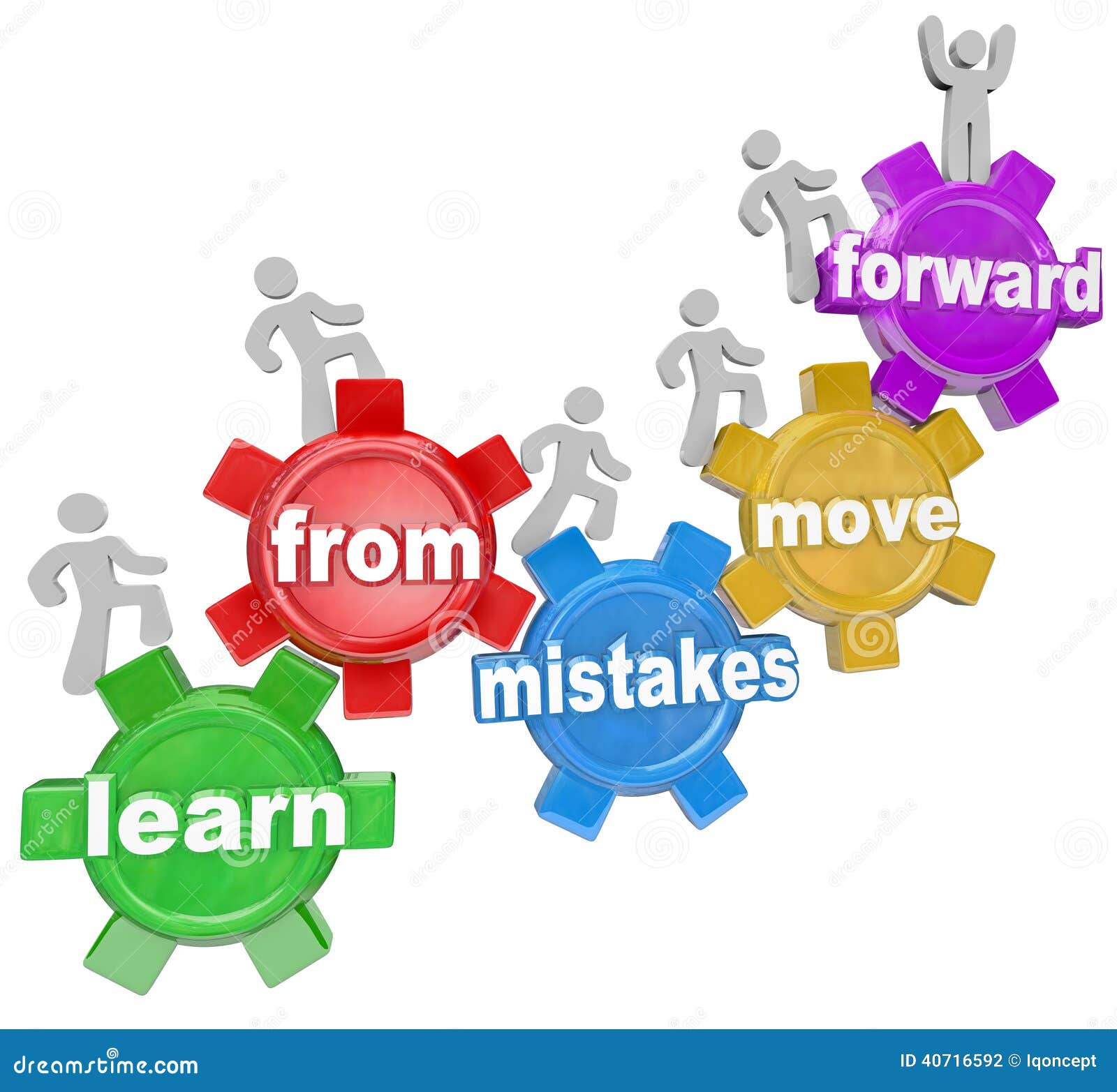 learn from mistakes move forward people climbing gears