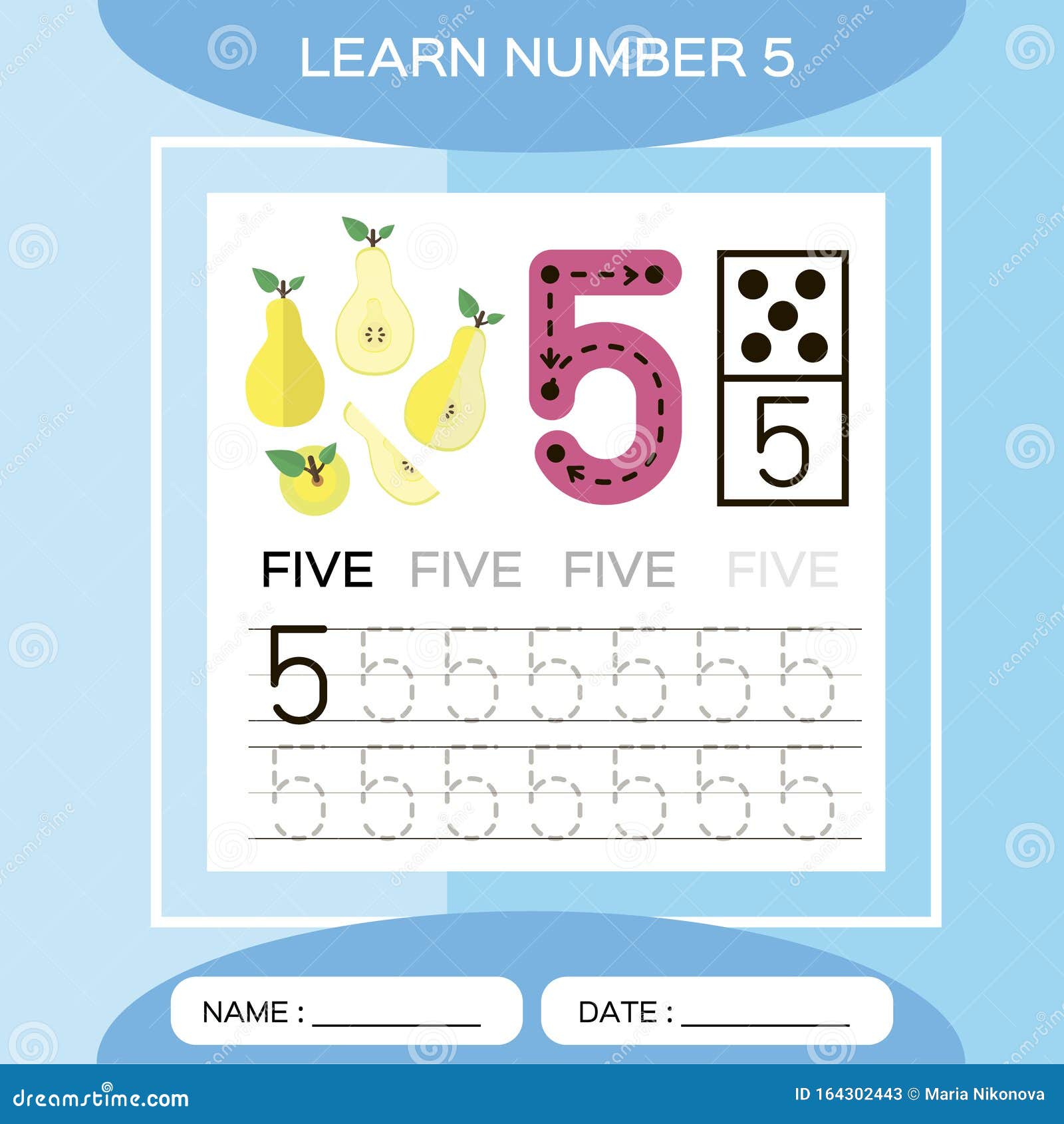 Learn Number 22. Five . Children Educational Game. Kids Learning