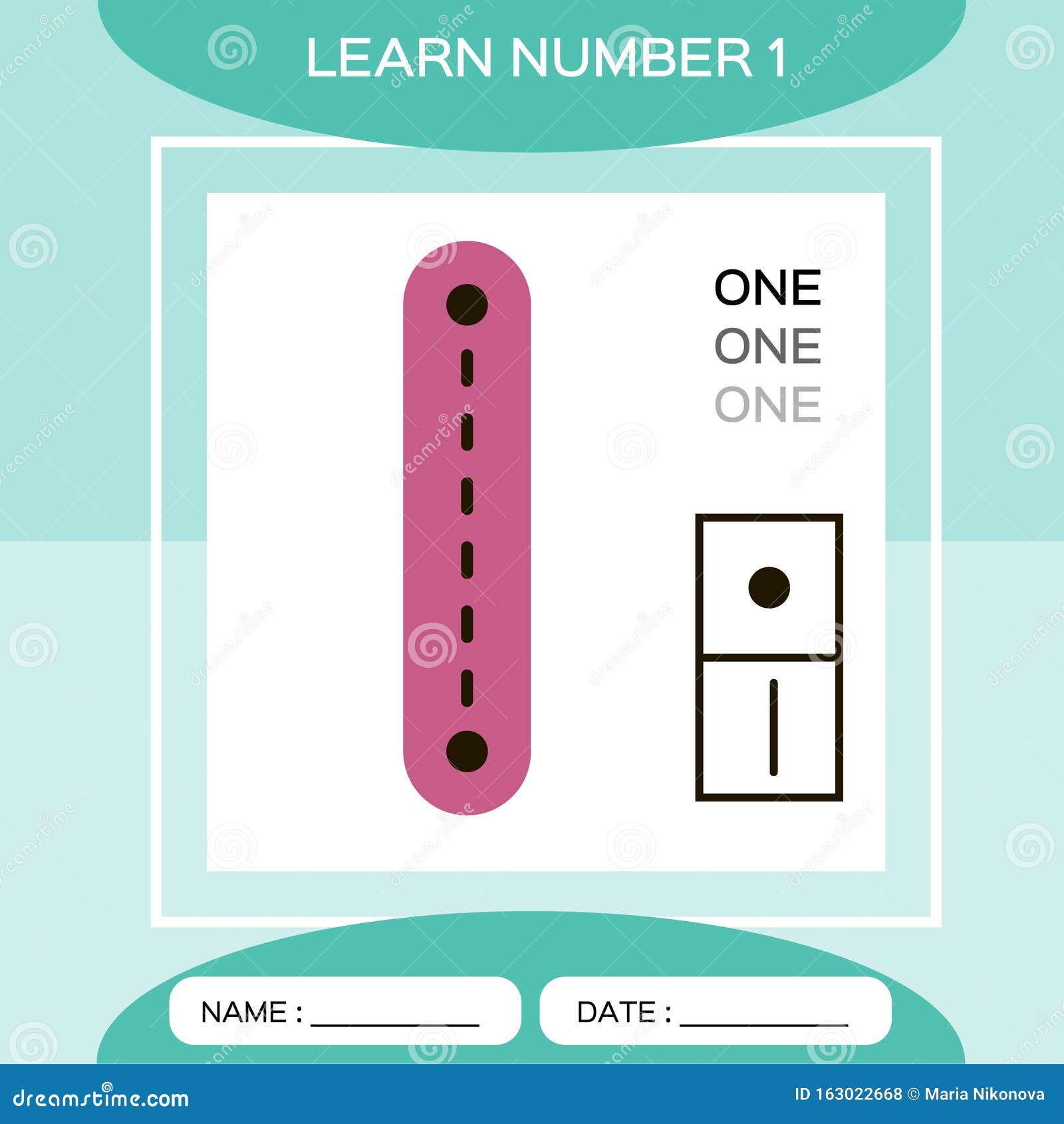 Learn Number 1. One . Children Educational Game. Kids Learning Material