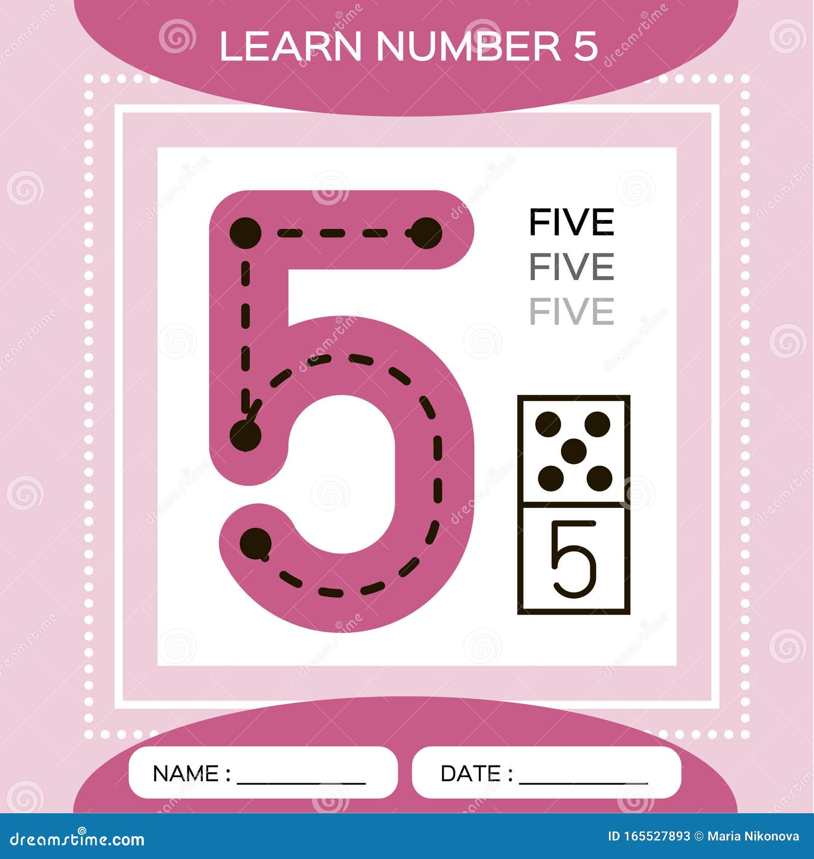 Learn Numbers 22. Five . Children Educational Game. Kids Learning