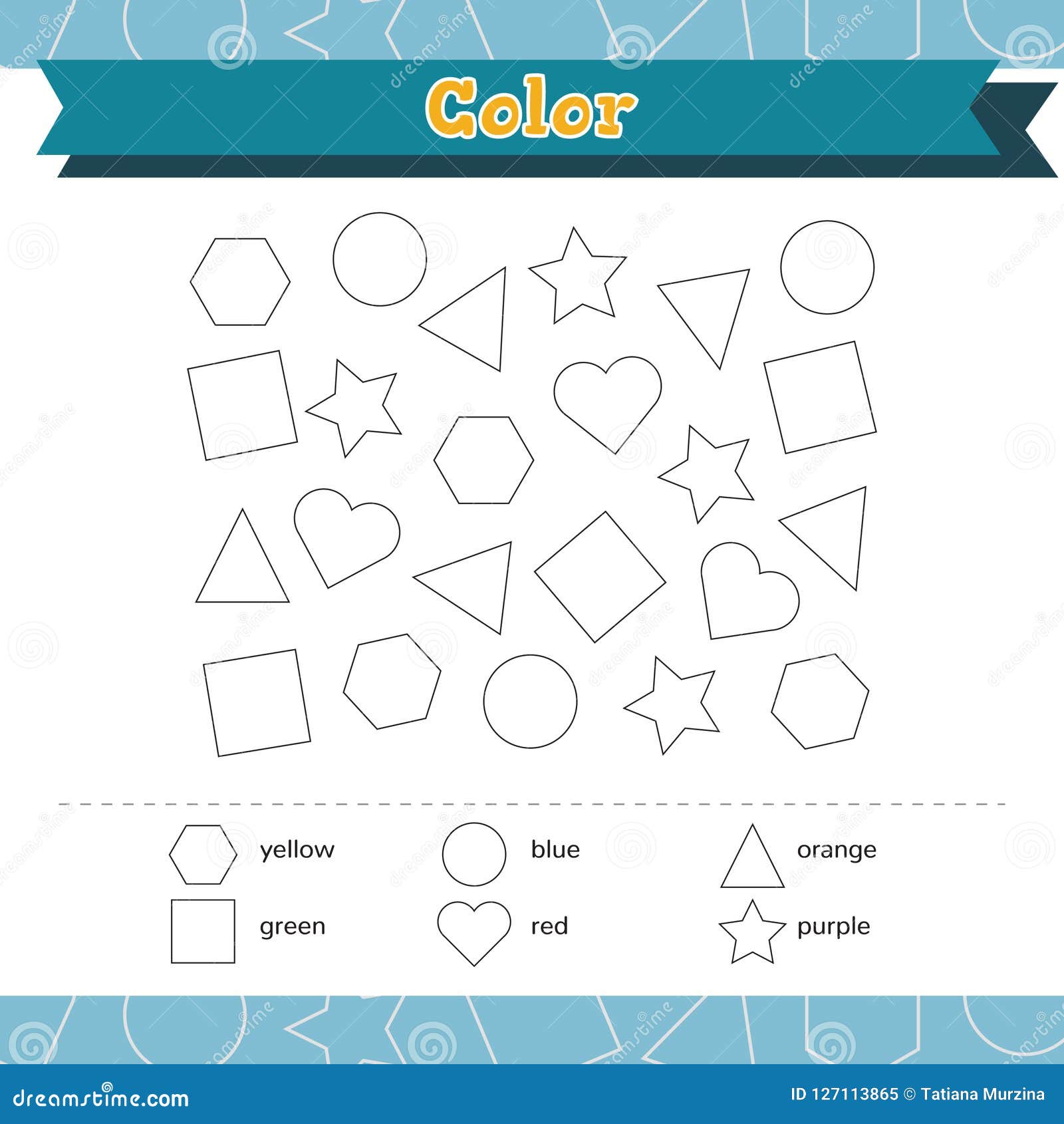 Learn Shapes and Geometric Figures. Color Preschool or Kindergarten