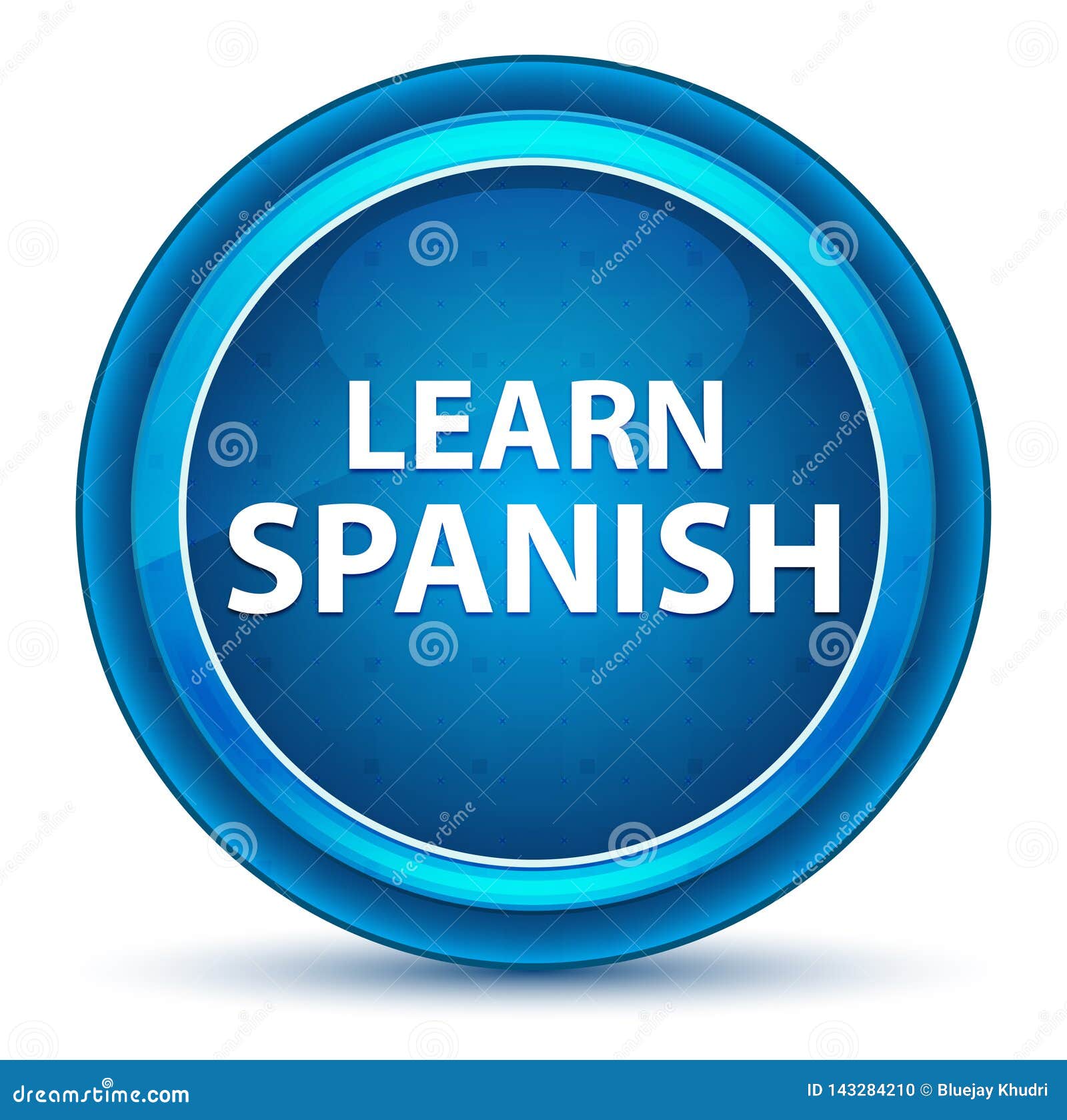 Learn Spanish Eyeball Blue Round Button Stock Illustration Illustration of enroll, official