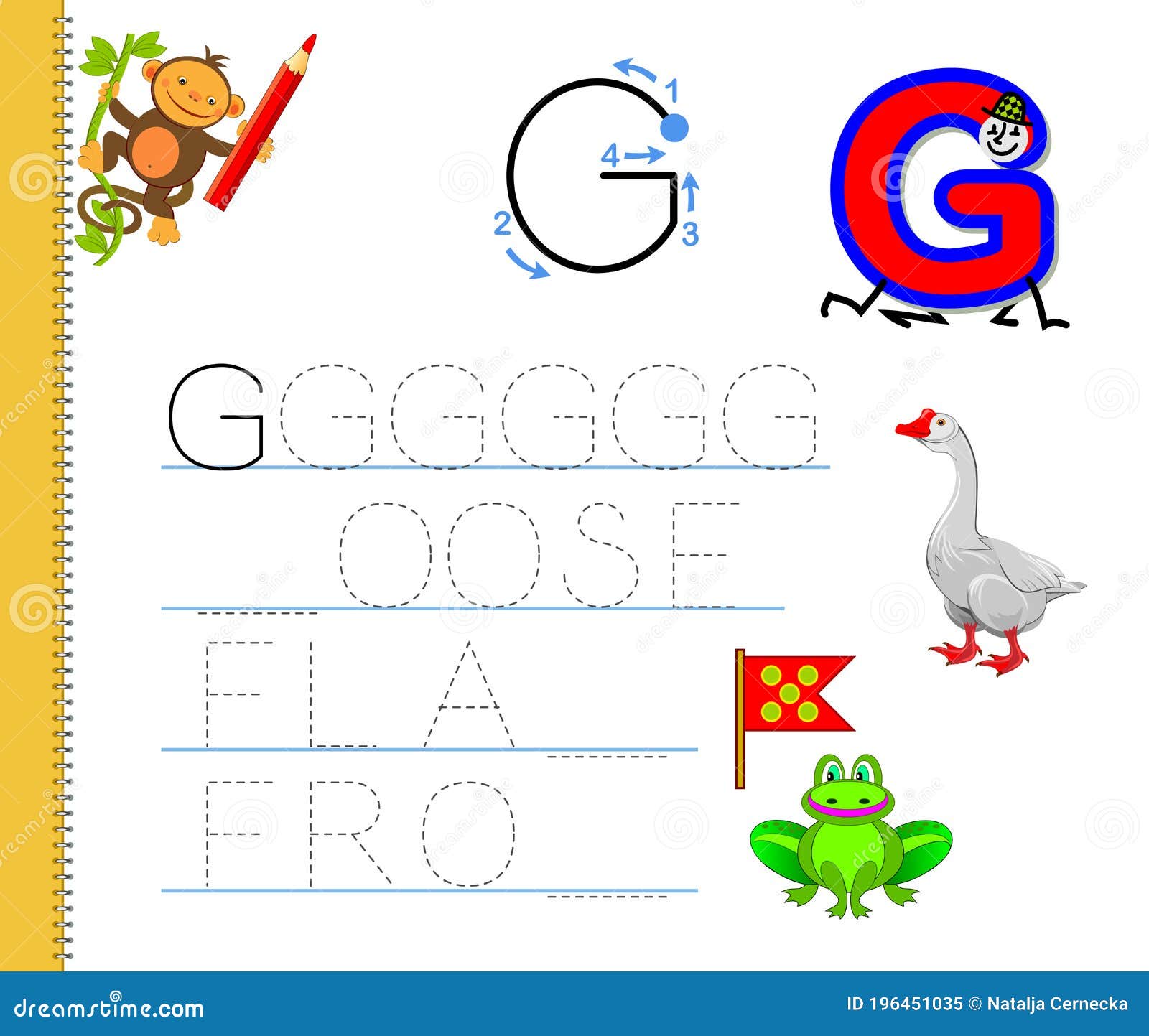 Learn To Trace Letter G. Study English Words. Worksheet for Children ...