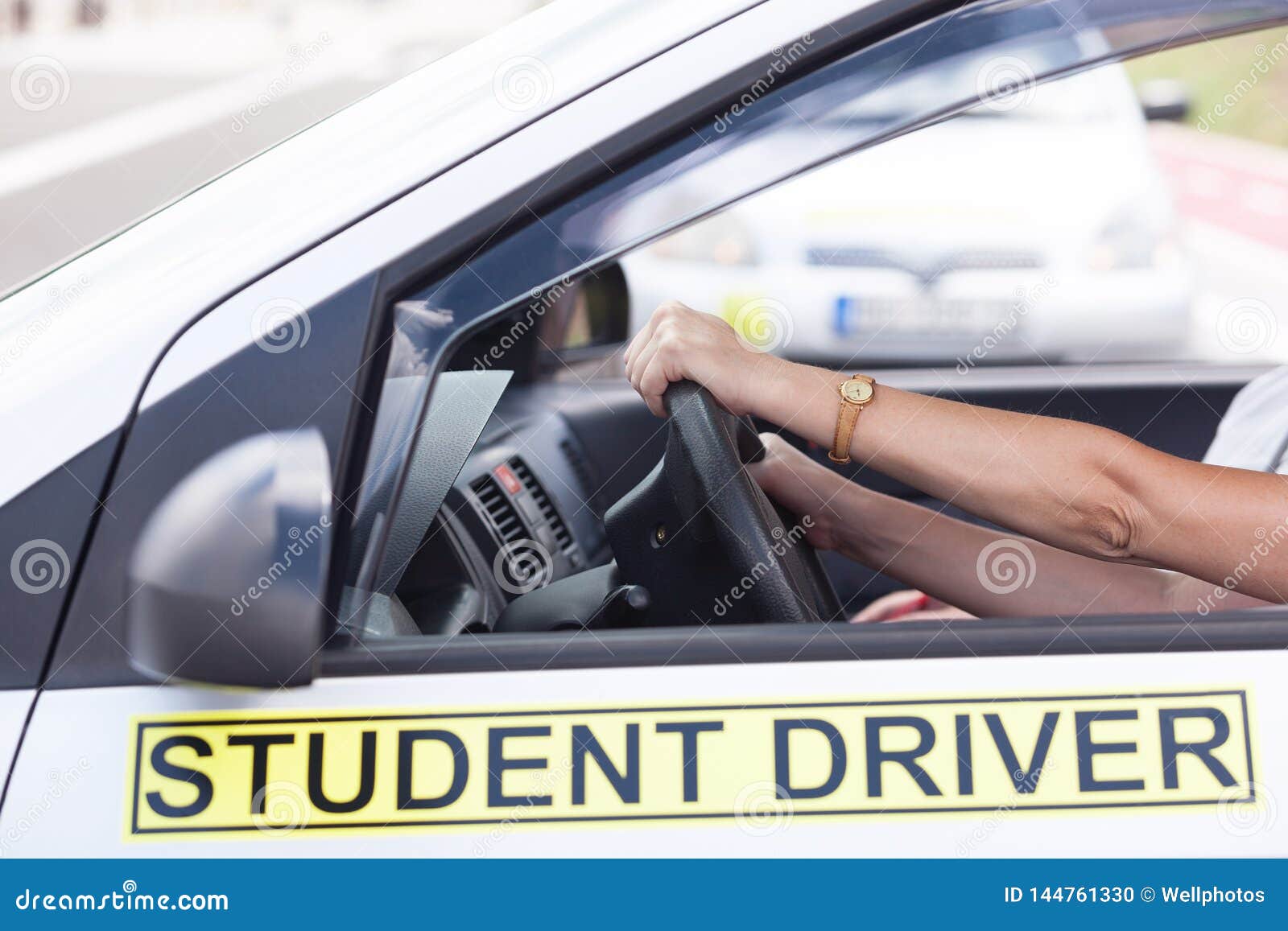 Car Driving Lesson Keys In Ignition Pedals Control Vehicle RoyaltyFree