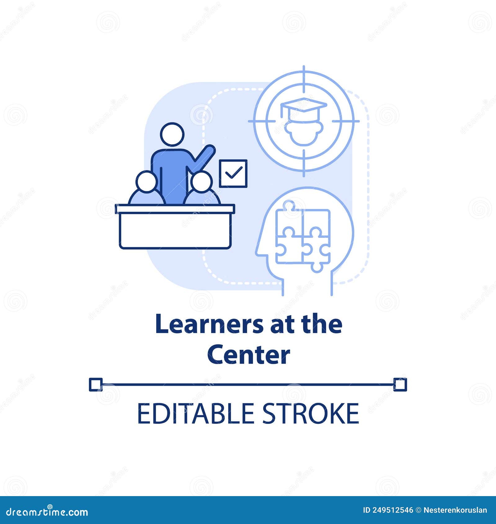 Learners at Center Light Blue Concept Icon Stock Vector - Illustration