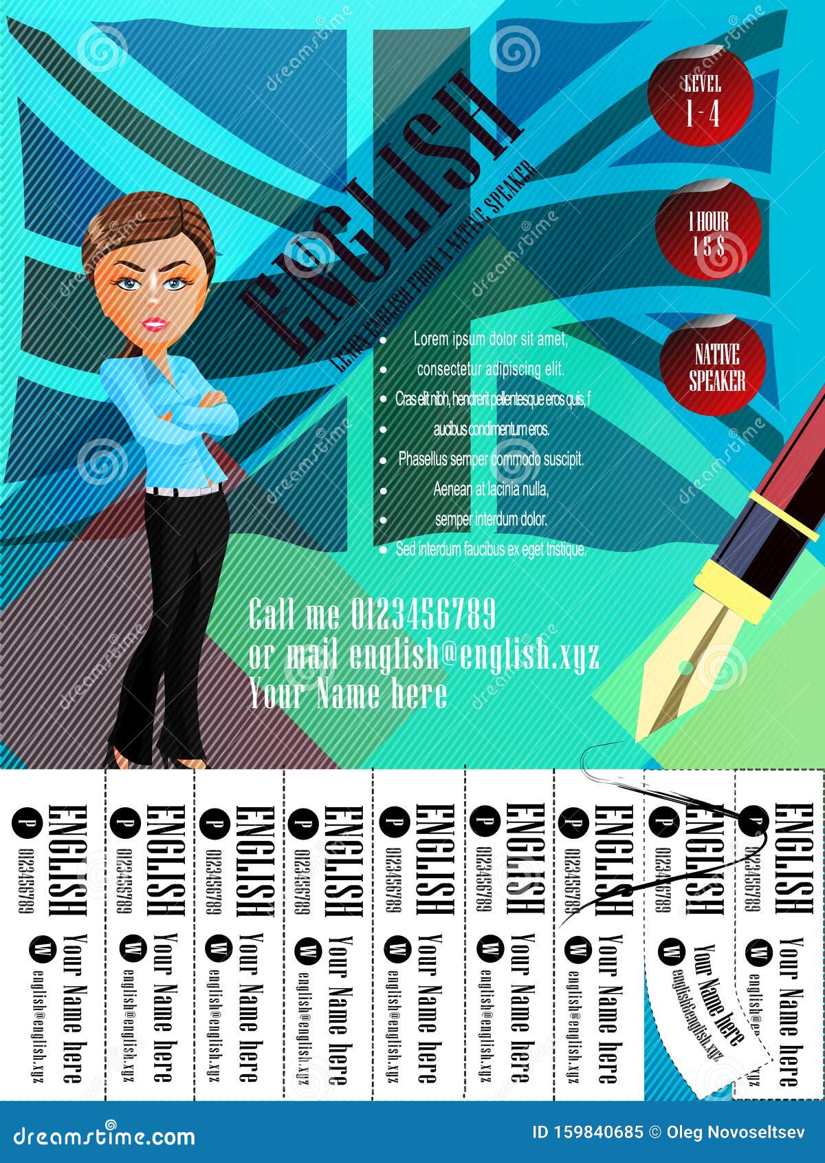 Learning British English Course Banner Design Concept, Language Course