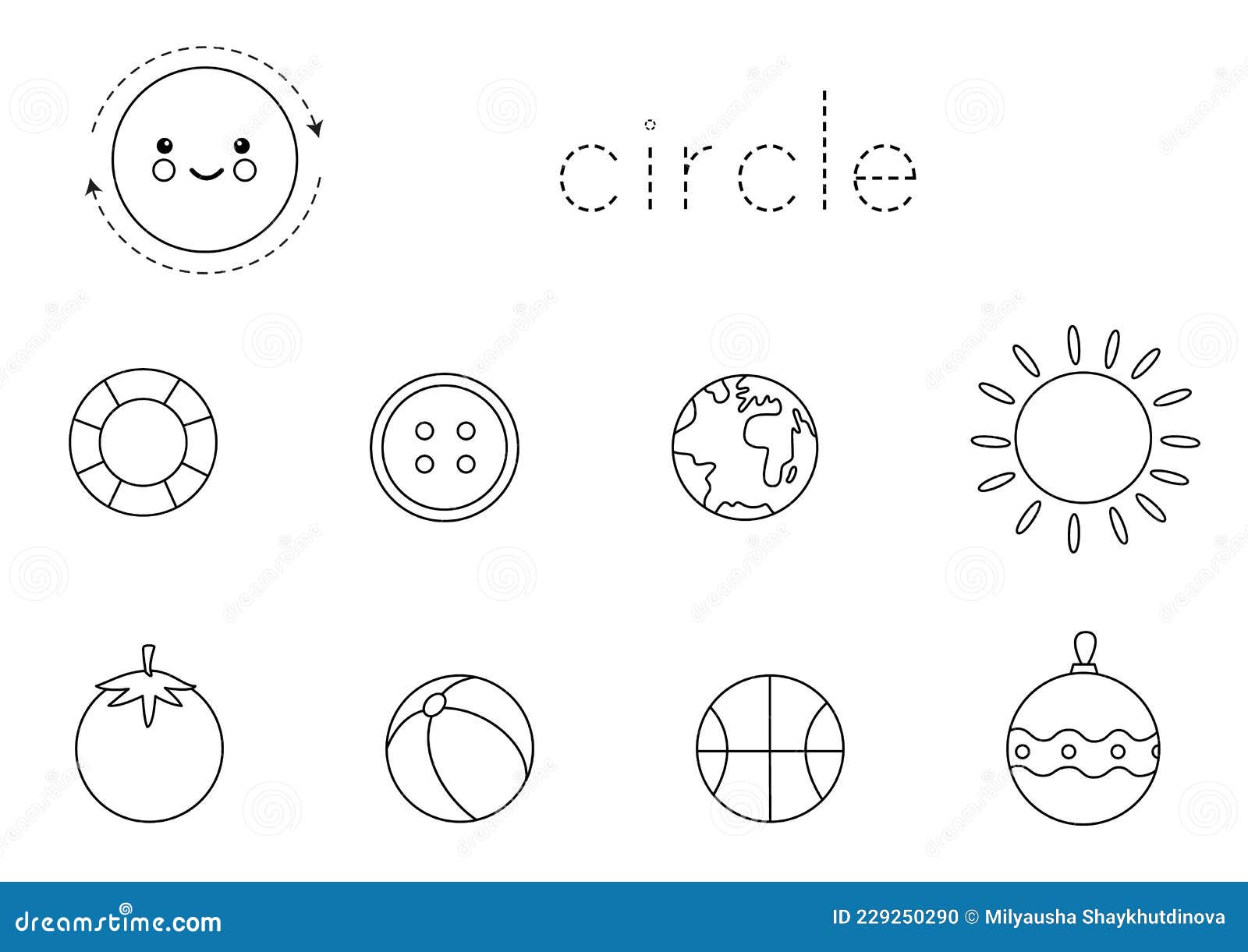 Learning Circle Shape for Children. Basic 2d Shapes. Stock Vector