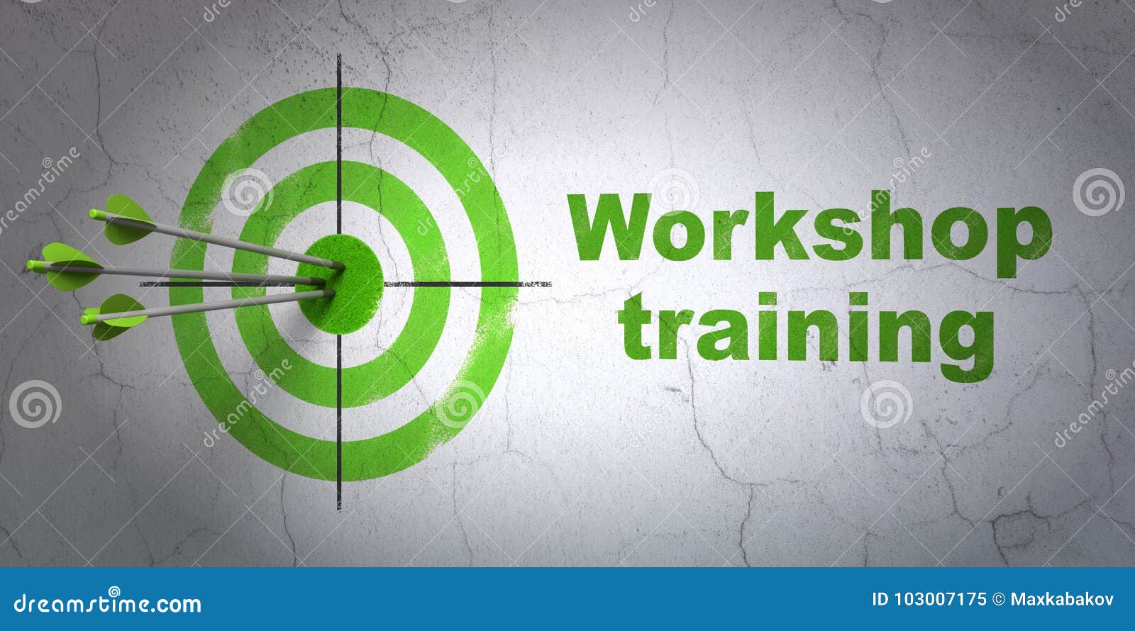 Learning Concept: Target And Workshop Training On Wall Background Stock