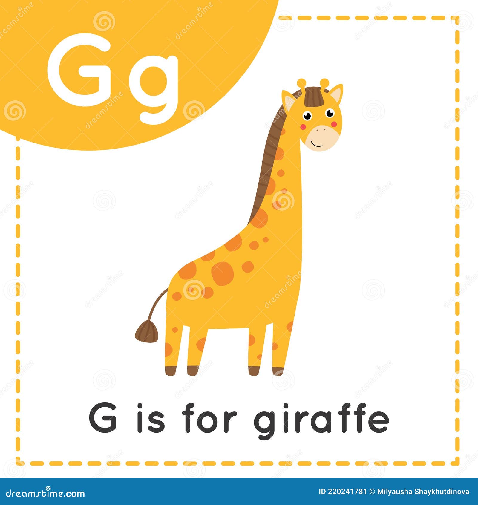 Learning English Alphabet for Kids. Letter G. Cute Cartoon Giraffe ...