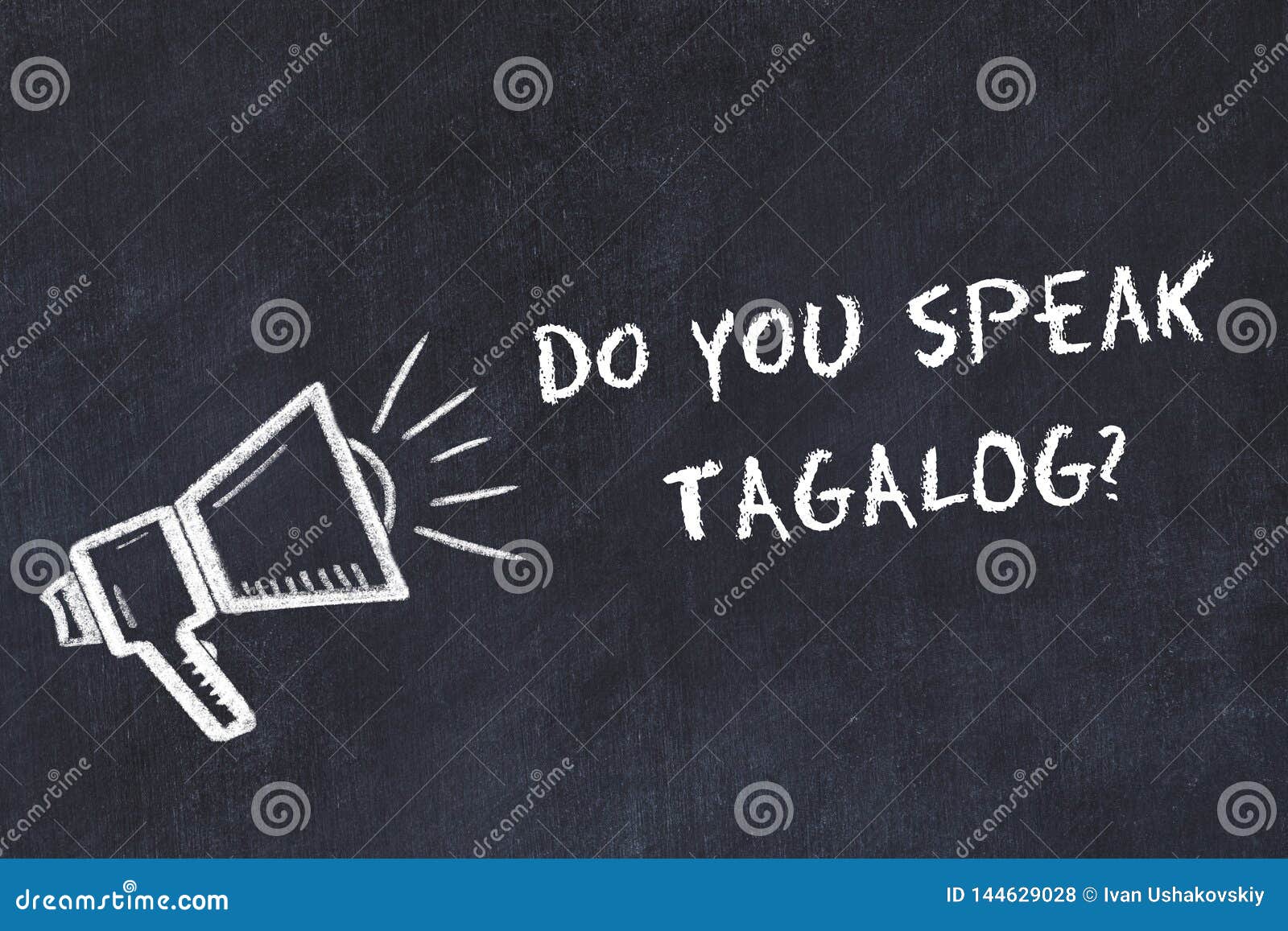 learning foreign languages concept. chalk  of loudspeaker with phrase do you speak tagalog