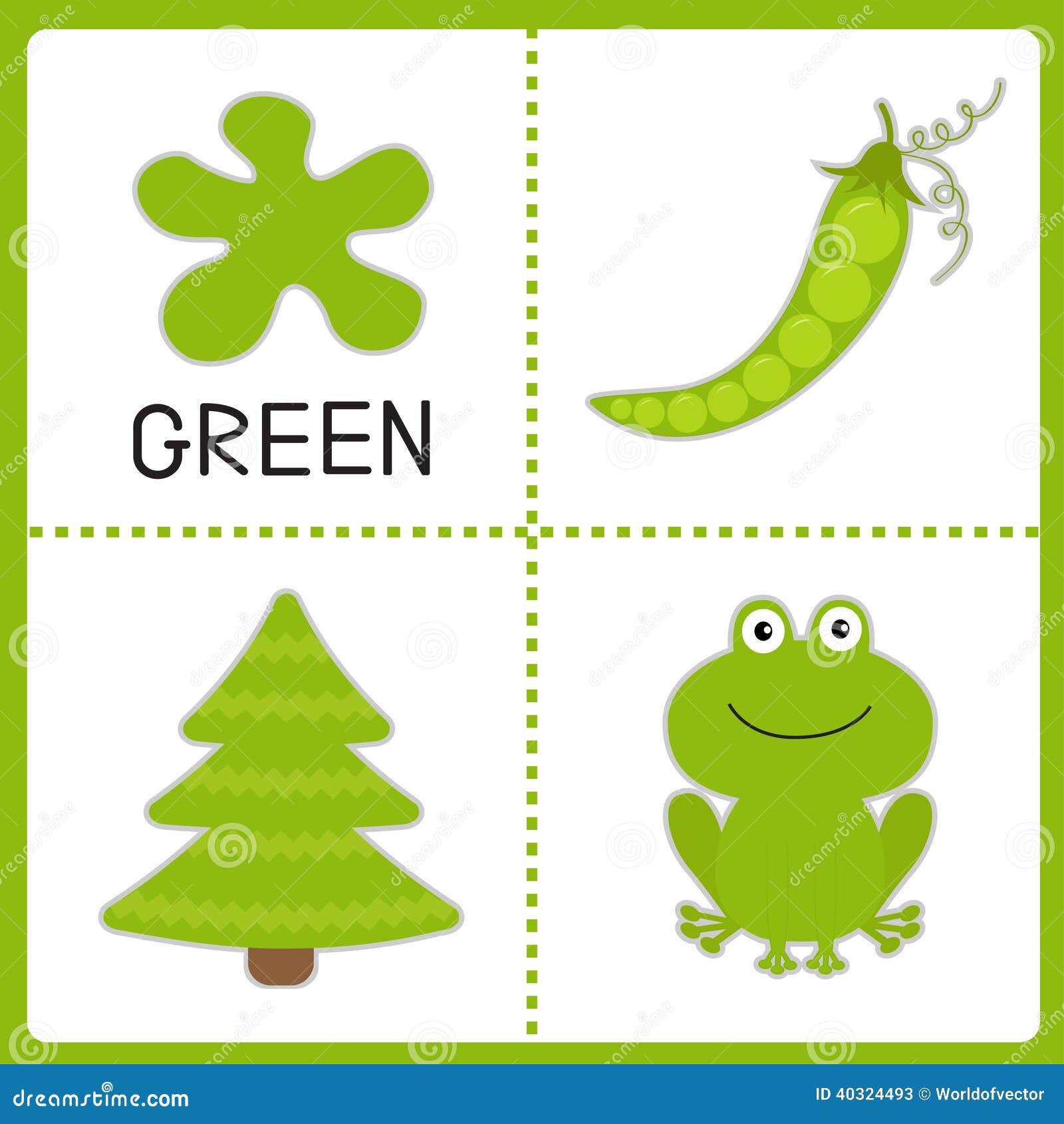 Download Learning Green Color. Frog, Green Pea And Fir Tree. Educational Stock Vector - Illustration of ...