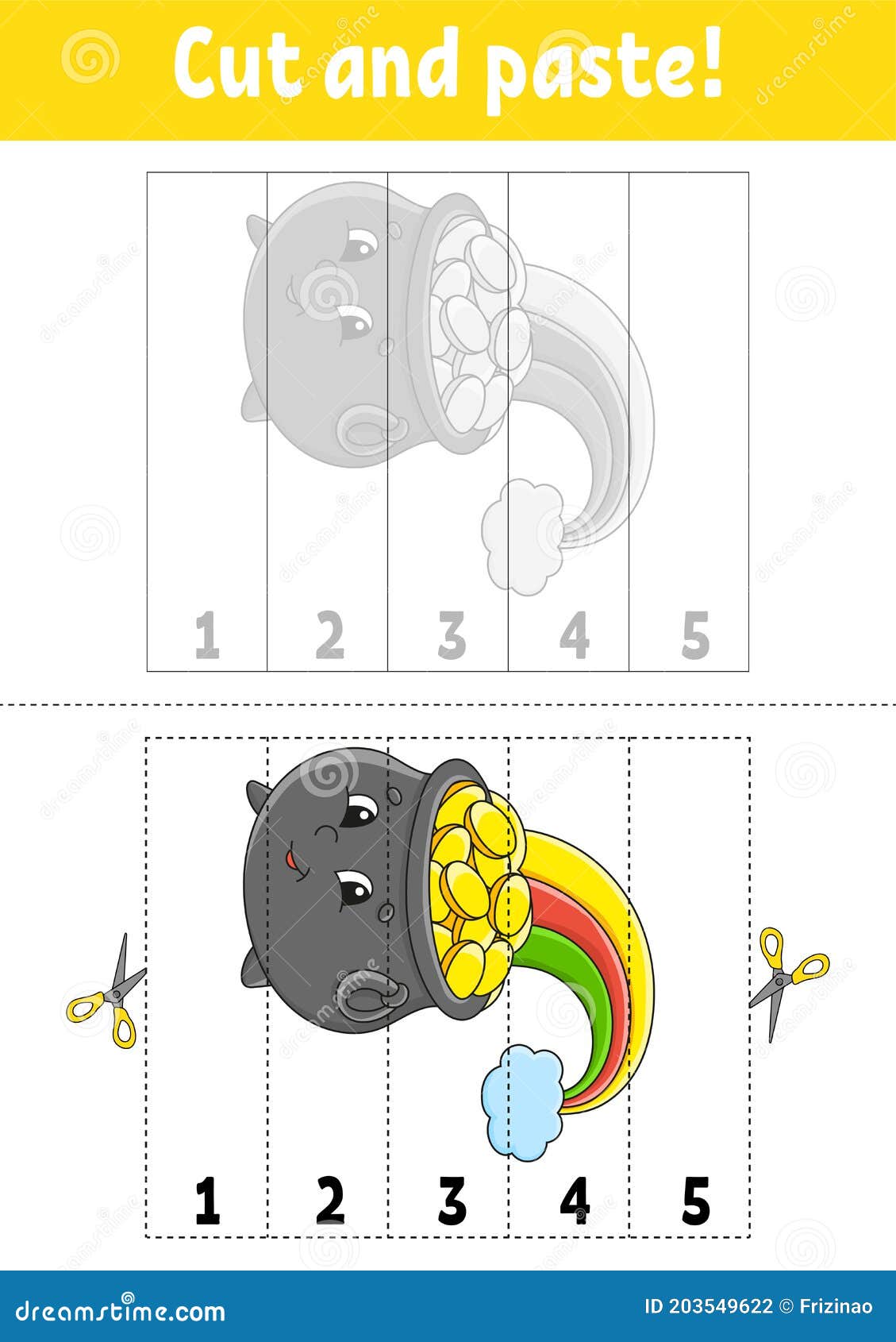 Download Learning Numbers 1-5. Cut And Glue. Cartoon Character ...