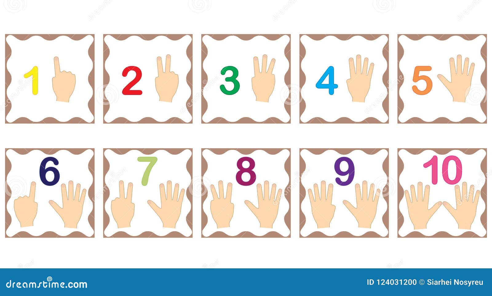 Learning Numbers, Mathematics With Fingers Of Hand. Flash Cards ...