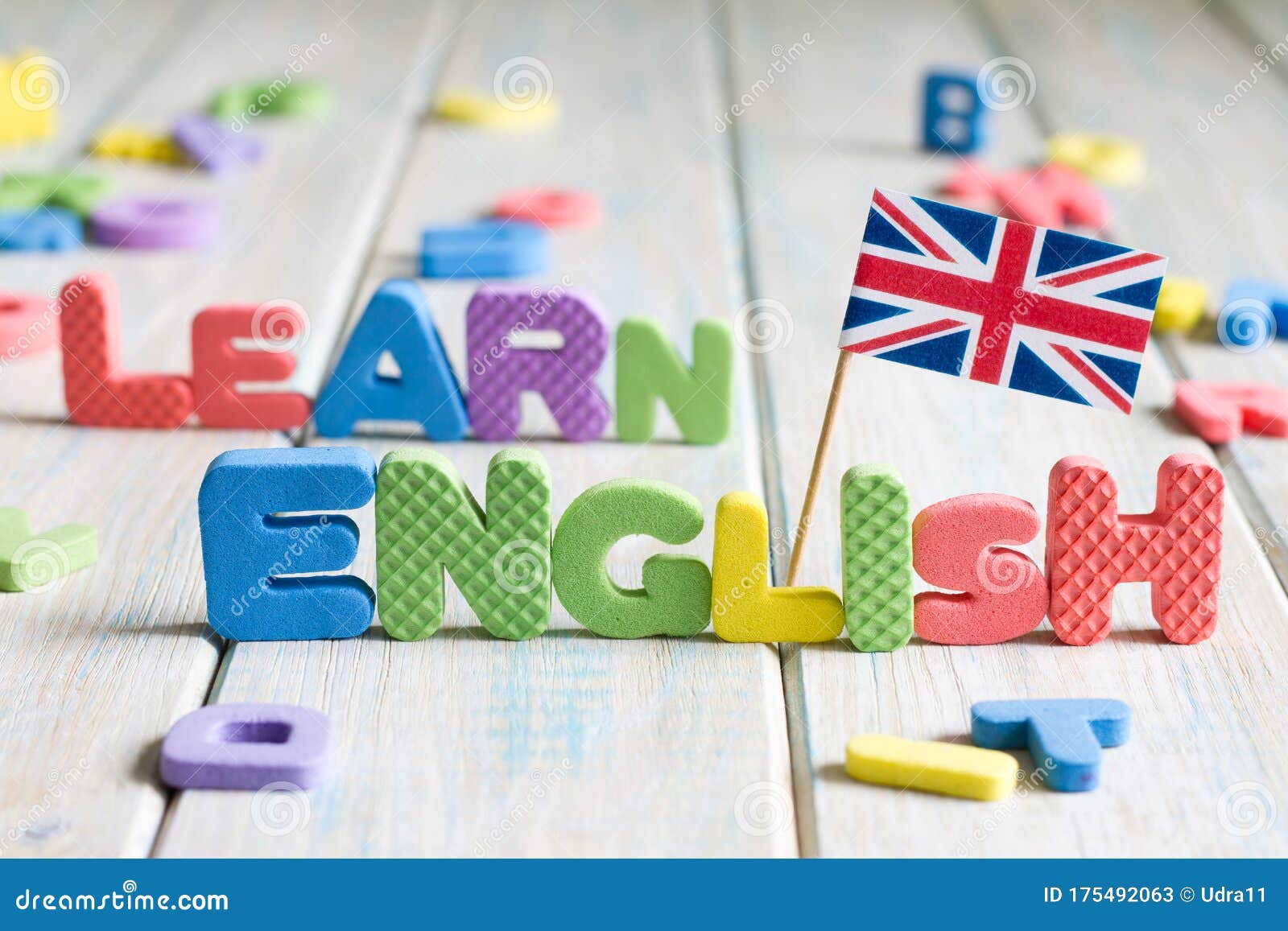 Learning Speaking and Teaching English with British Flag Abstract