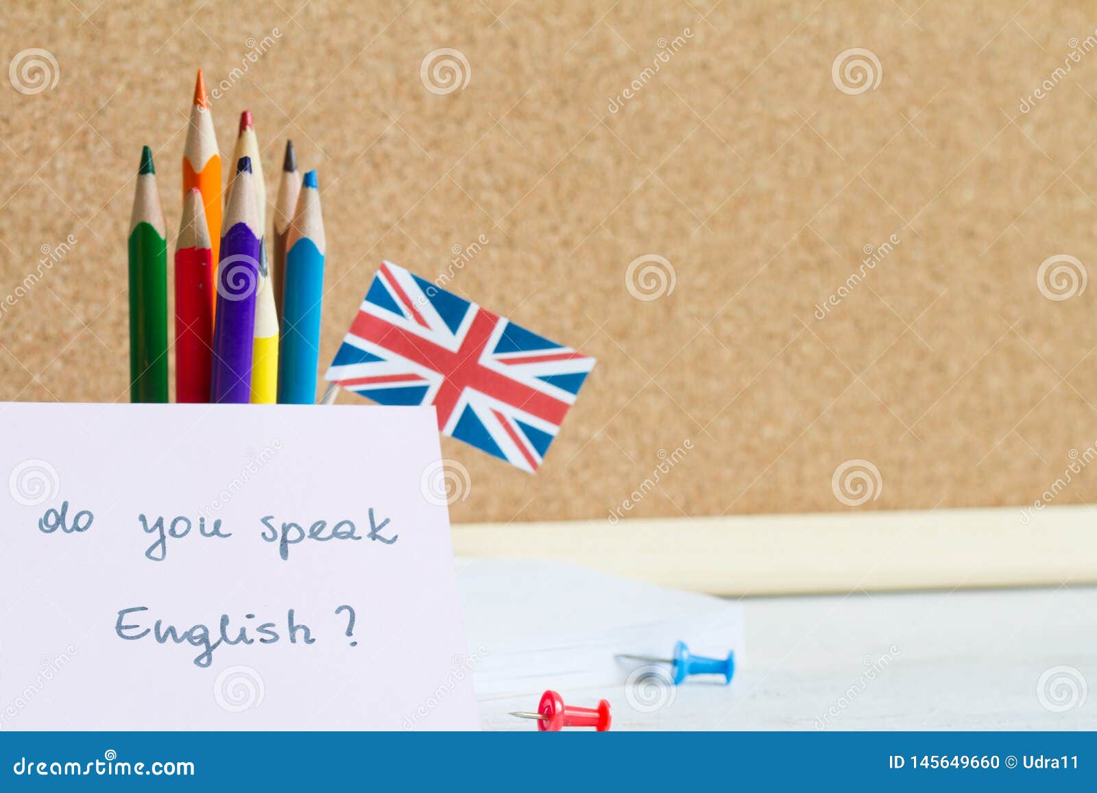 Learning Speaking and Teaching English with British Flag Abstract