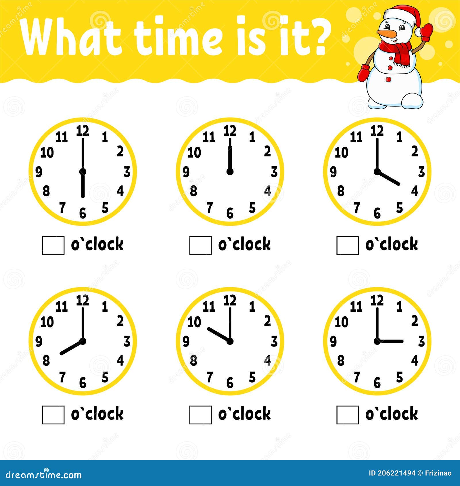 Learning Time on the Clock. Winter Theme. Educational Activity