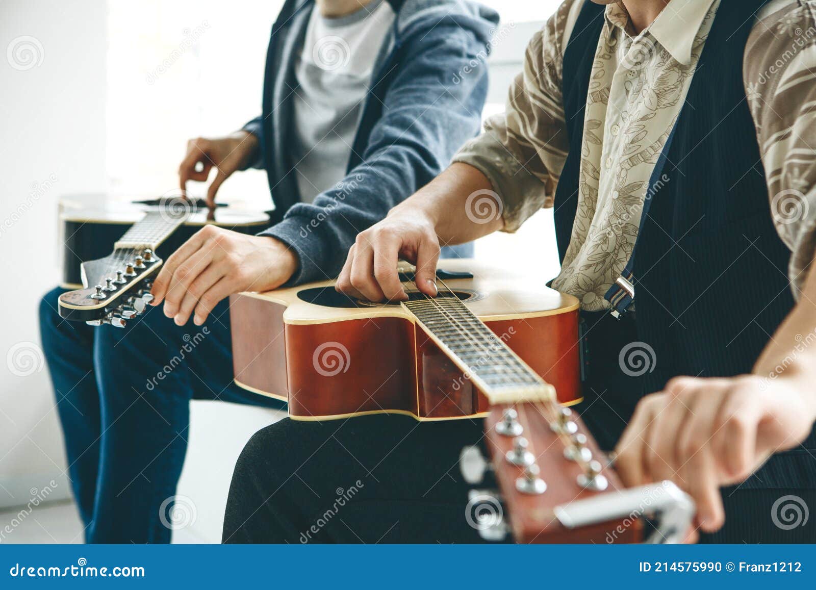 Learning To Play The Guitar Stock Photo Image Of Learning Educational 214575990