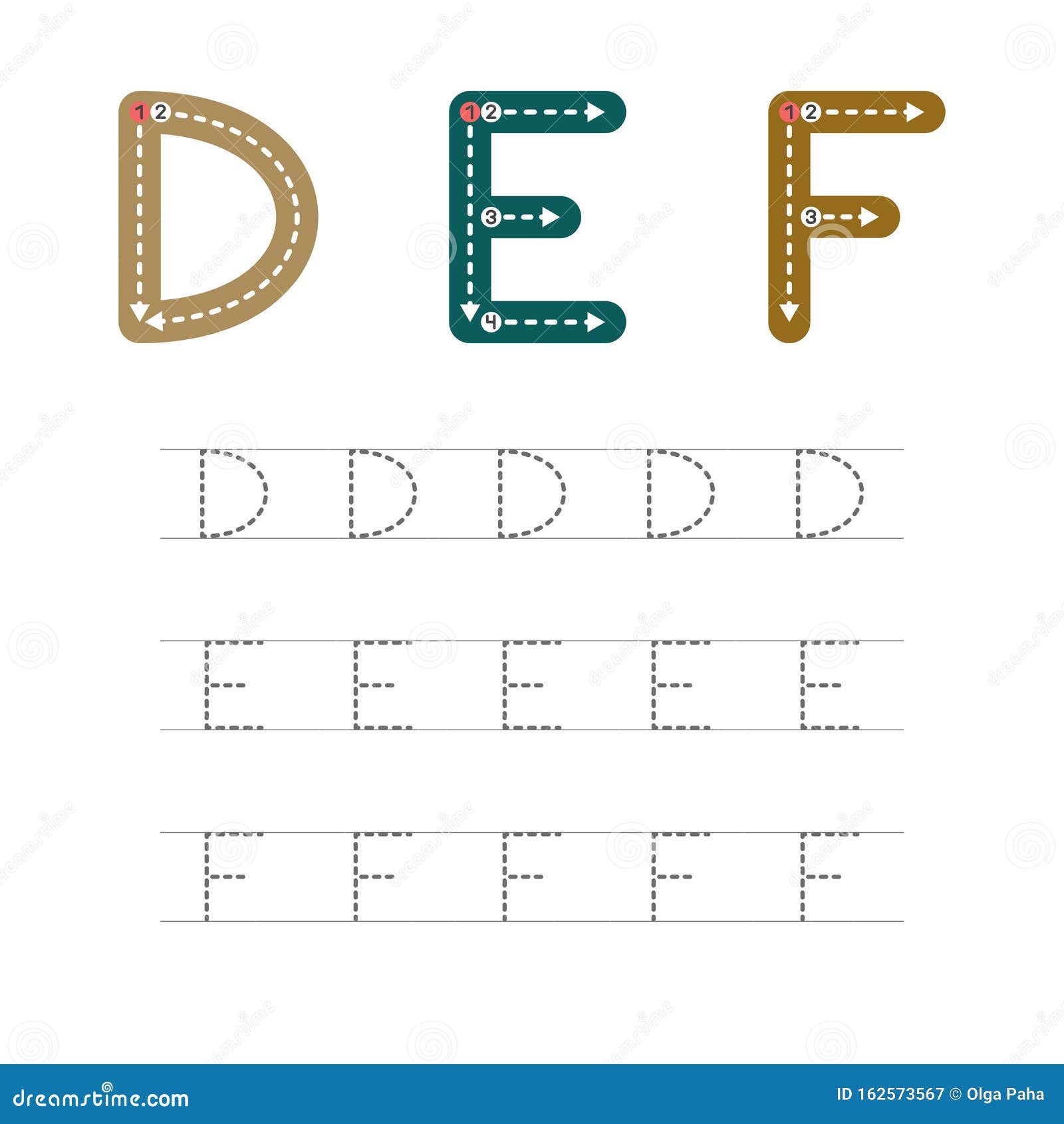Learn to write letters DEF stock vector. Illustration of develop