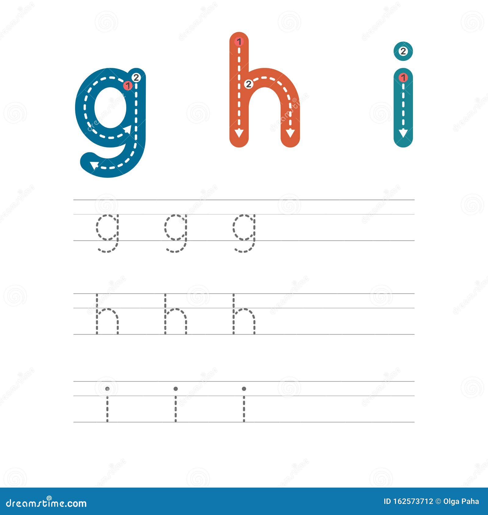 Learn To Write Letters Ghi Small 2 Stock Vector Illustration Of Dotted Card 162573712