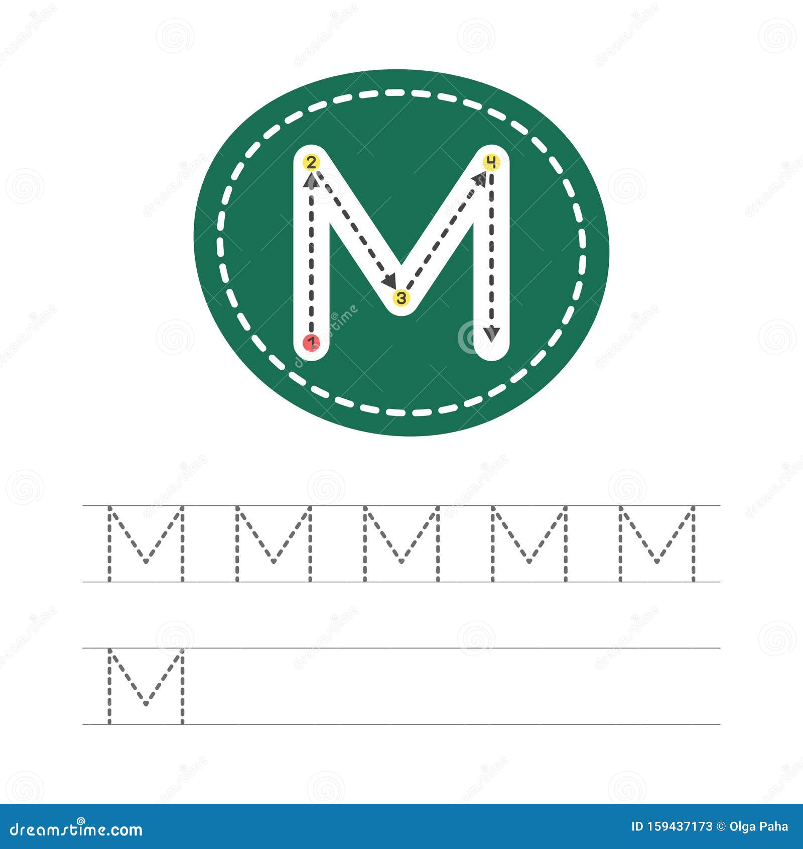 Write a letter M stock vector. Illustration of children  159437173