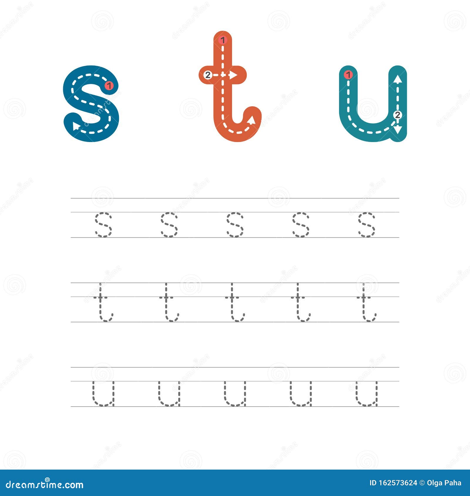 Learn To Write Letters Stu Small Stock Vector - Illustration of