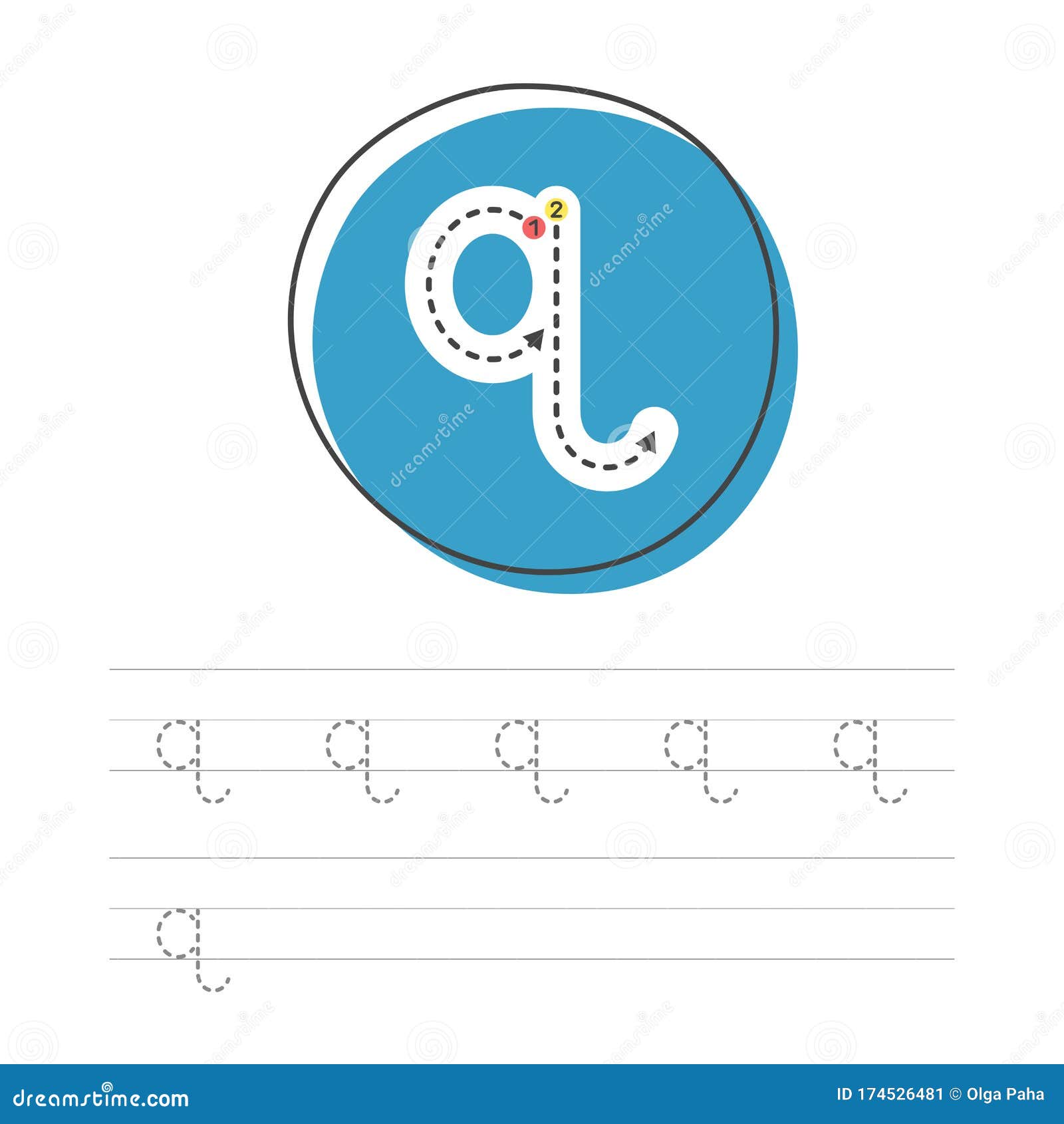 Learning to write q 18 stock vector. Illustration of child - 18