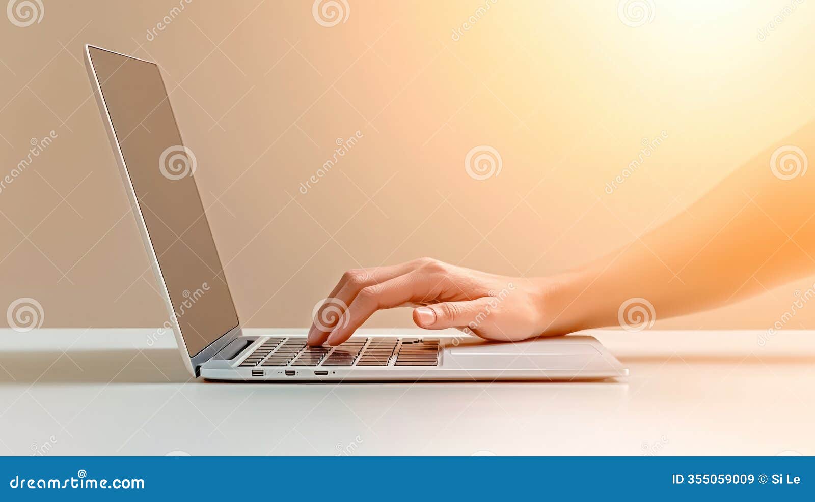 learning at your fingertips: close-up of hand on laptop keyboard in natural light, focused on tutorial and online educat