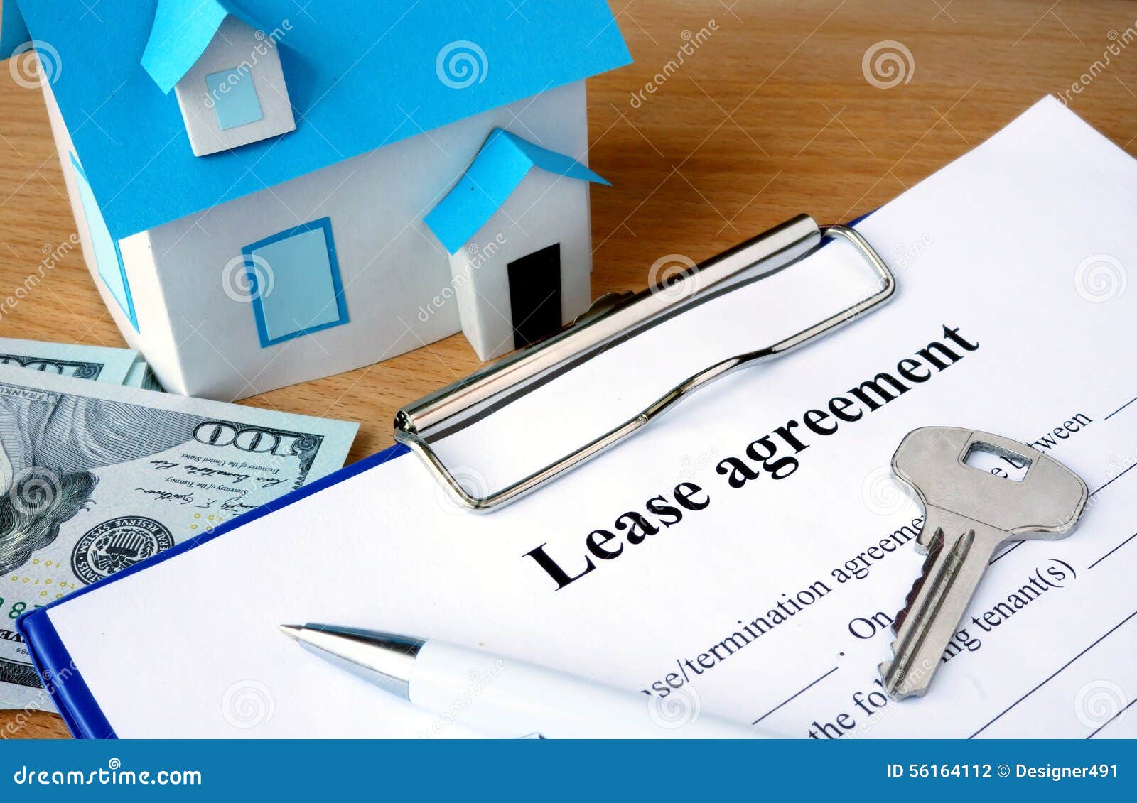 Lease Agreement Document with Home Model. Stock Photo Image of rent