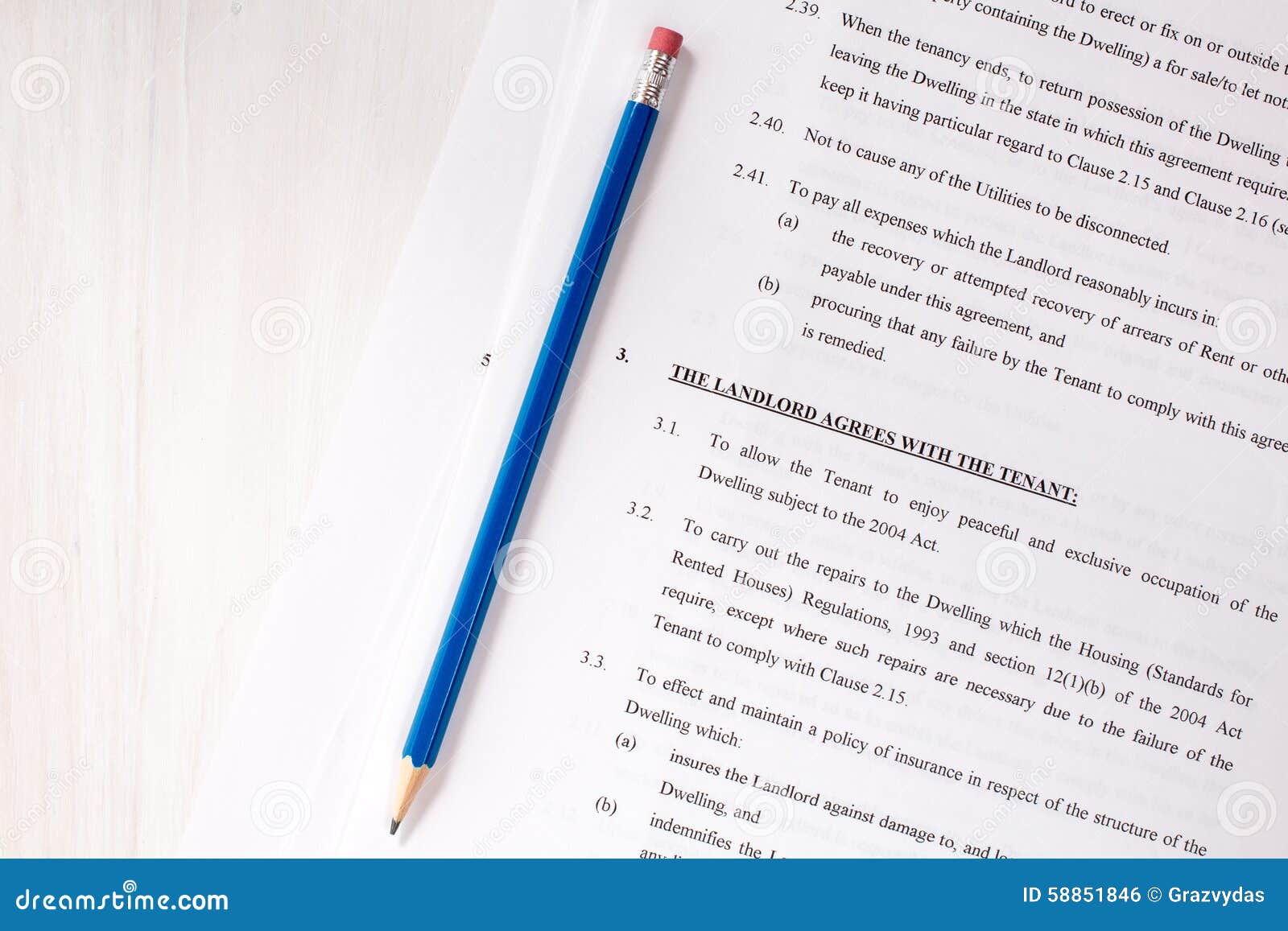 Lease Agreement Document with Pencil Stock Photo Image of resident