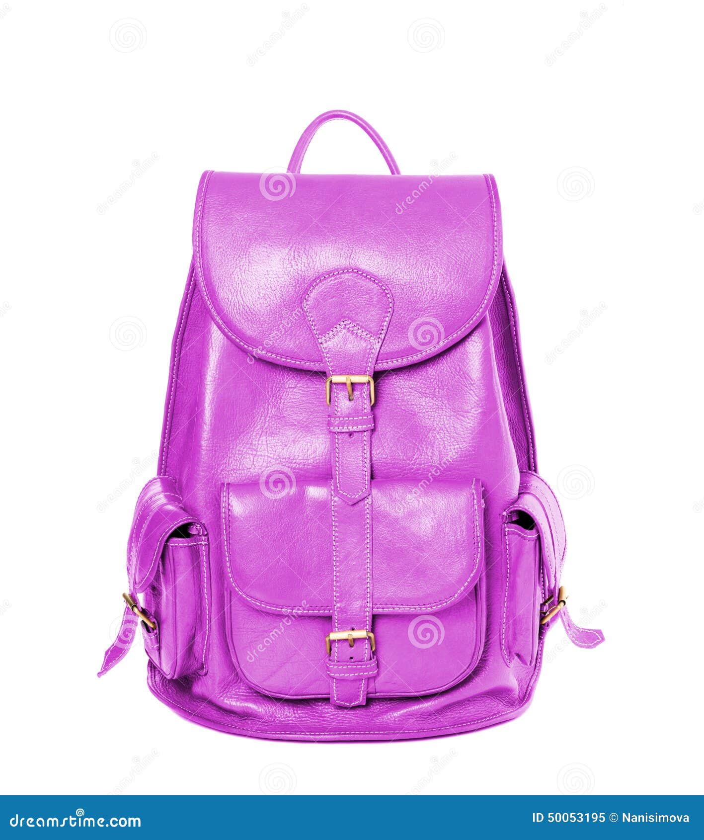 Leather Backpack Standing Isolated White Background Violet Stock Photos ...