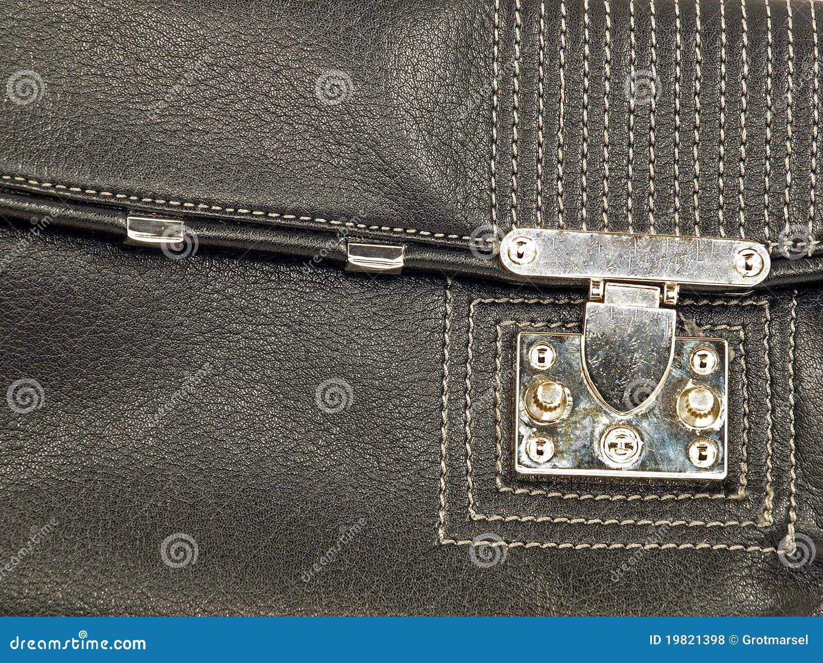 Leather bag lock. stock photo. Image of briefcase, closed 19821398