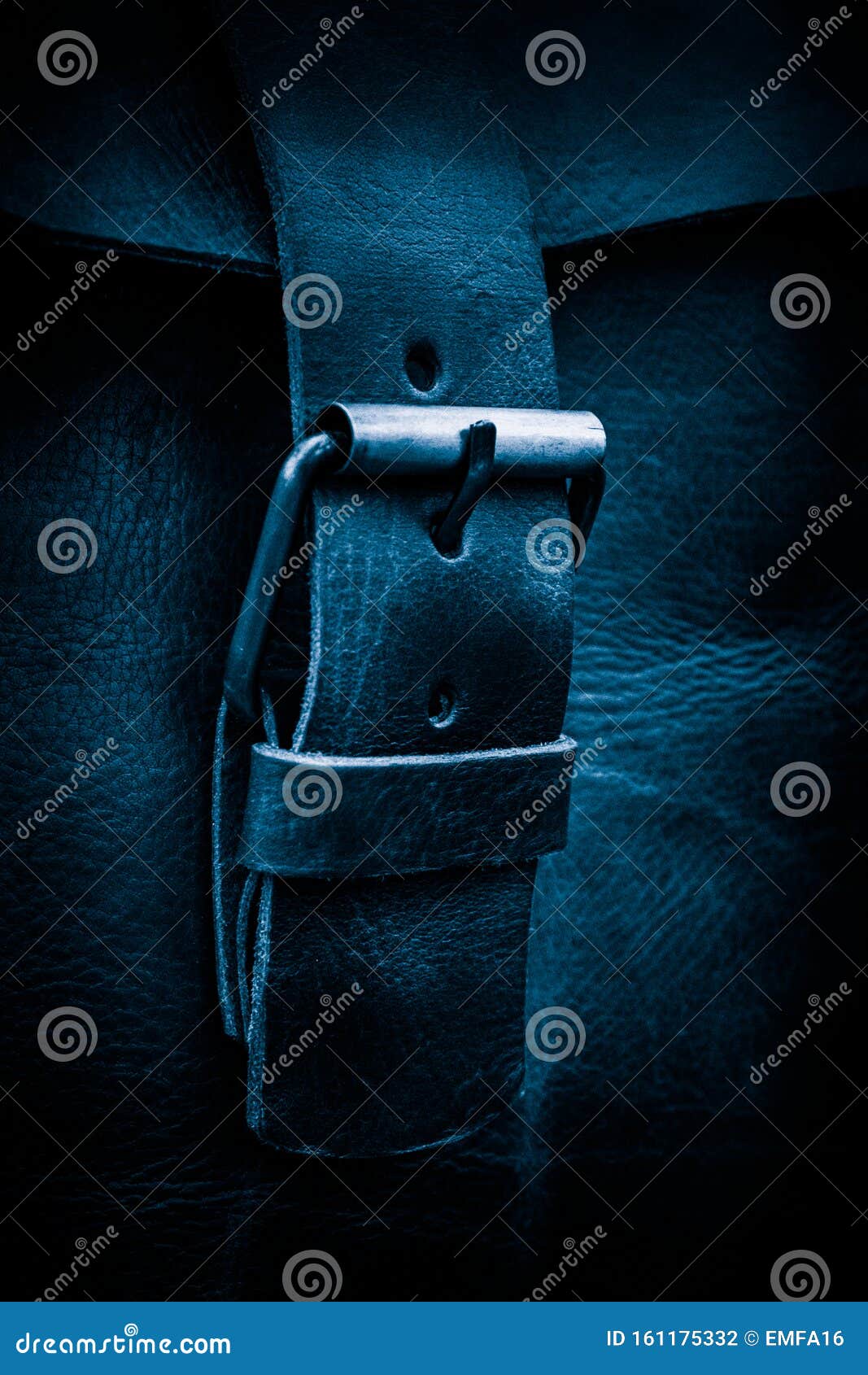 Leather Bag with Strap and Buckle in Blue Stock Photo Image of