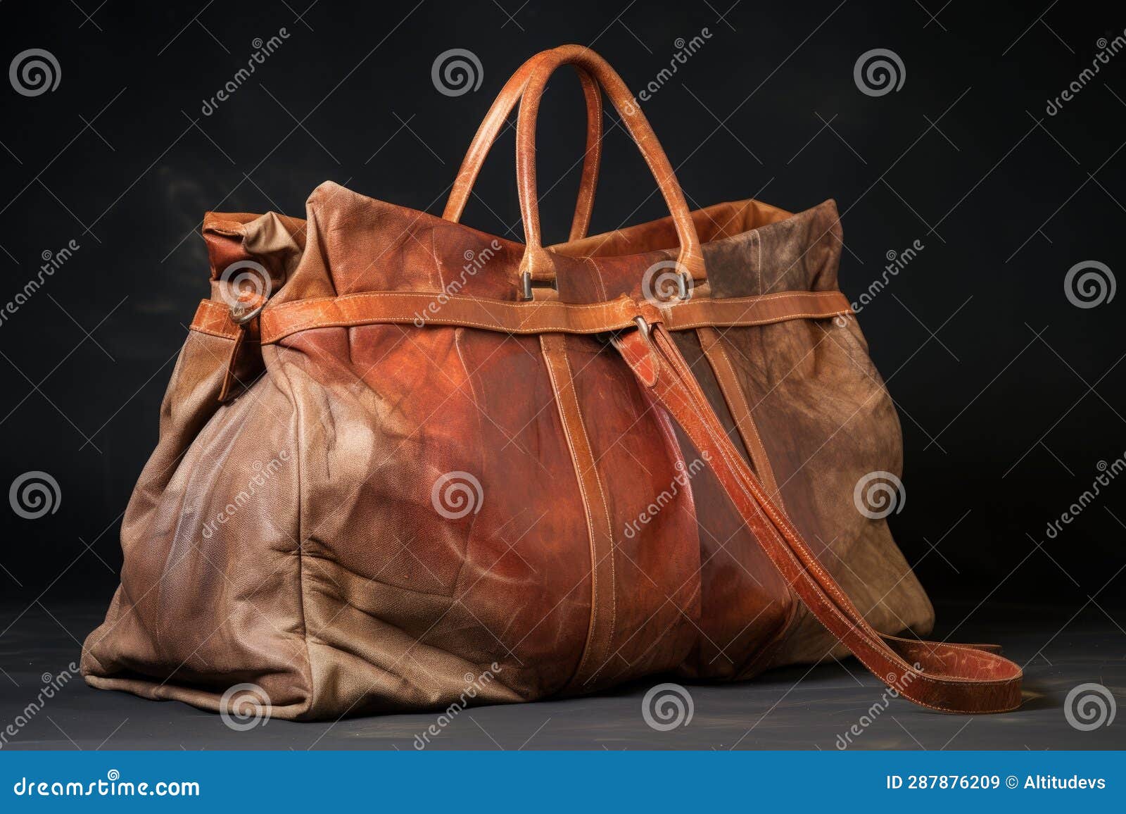 Leather Bag Treated with Conditioner and Cloth Stock Illustration