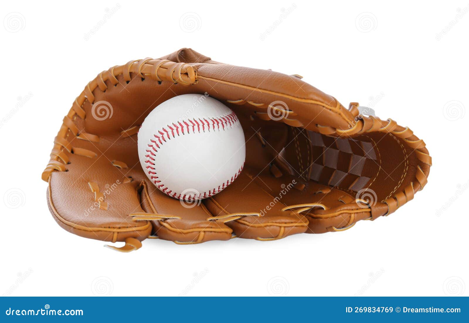 Leather Baseball Glove with Ball Isolated on White Stock Image Image