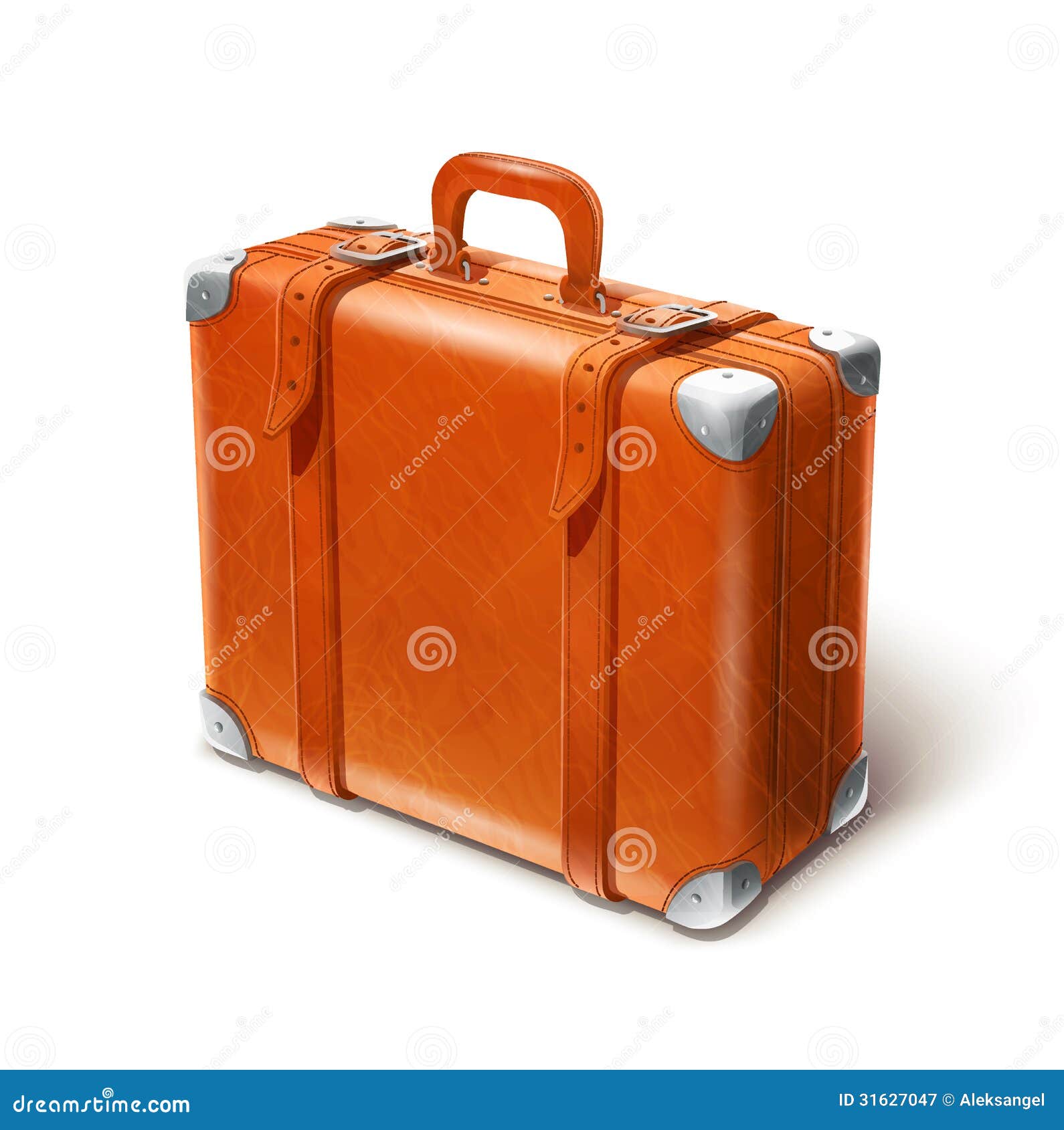 Vintage brown travel suitcase with retro stick Vector Image