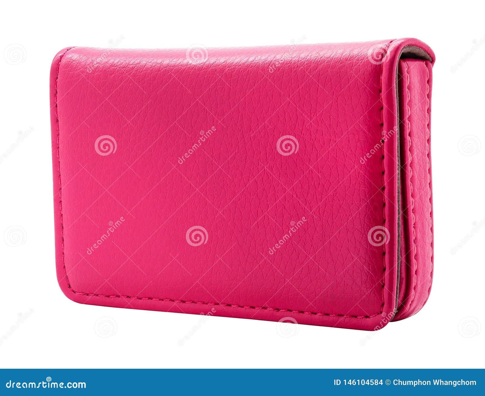 Leather Card Holder Isolated On White Background. Template Of Pink ...