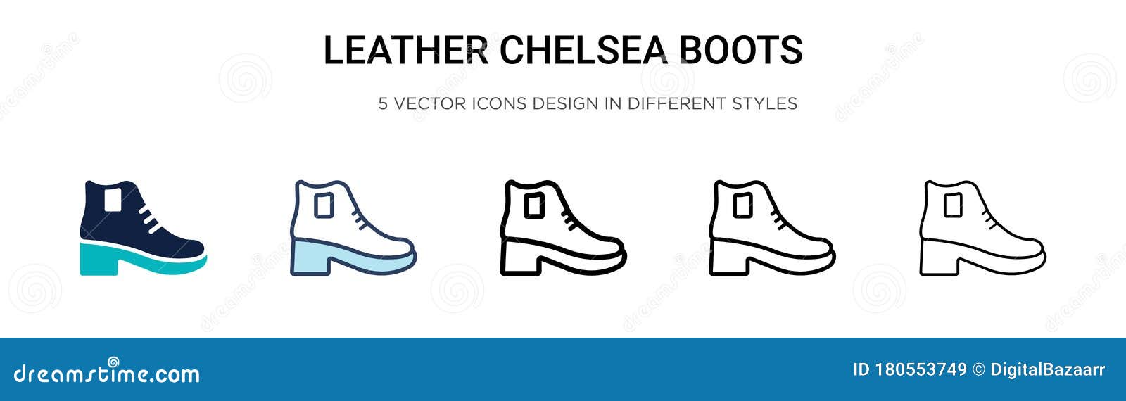 Leather Chelsea Boots Icon in Filled, Thin Line, Outline and Stroke ...