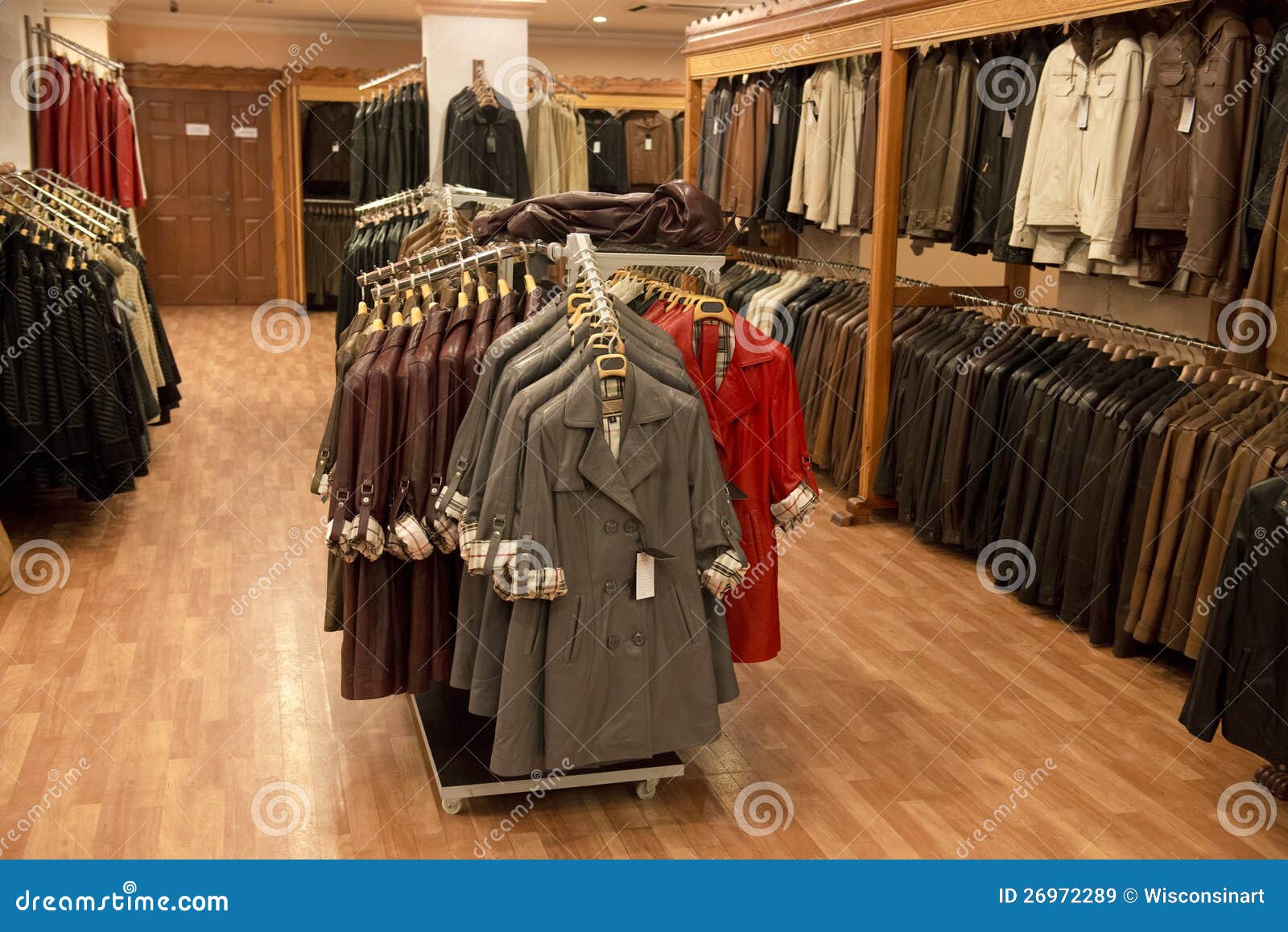 leather coats in a retail store shop