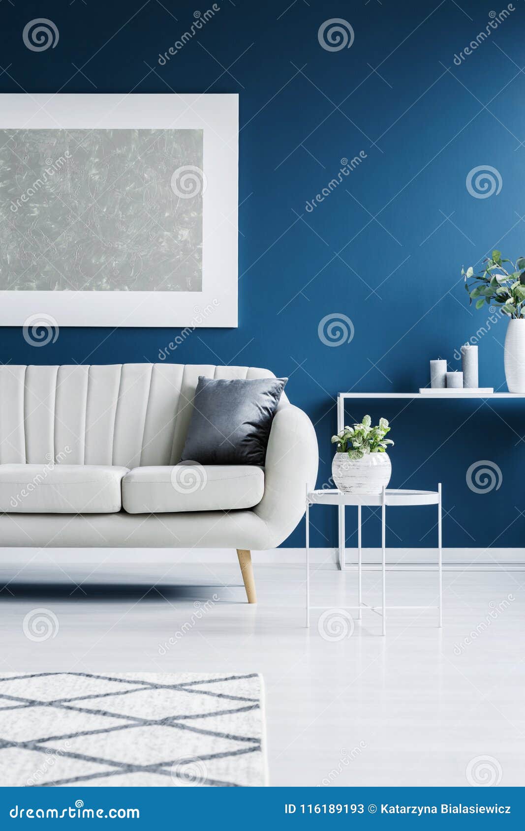 Leather Couch And Big Painting Stock Image Image Of Floor