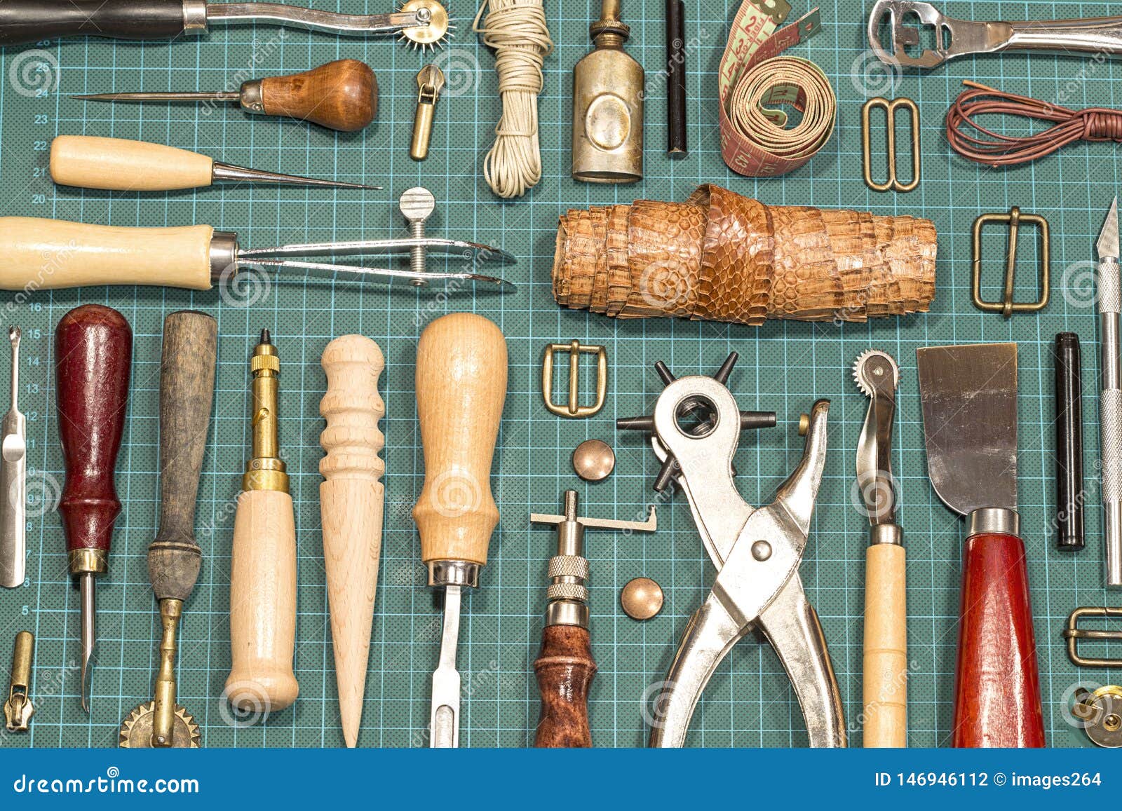 Leather craft tools stock photo. Image of hobby, knife 146946112