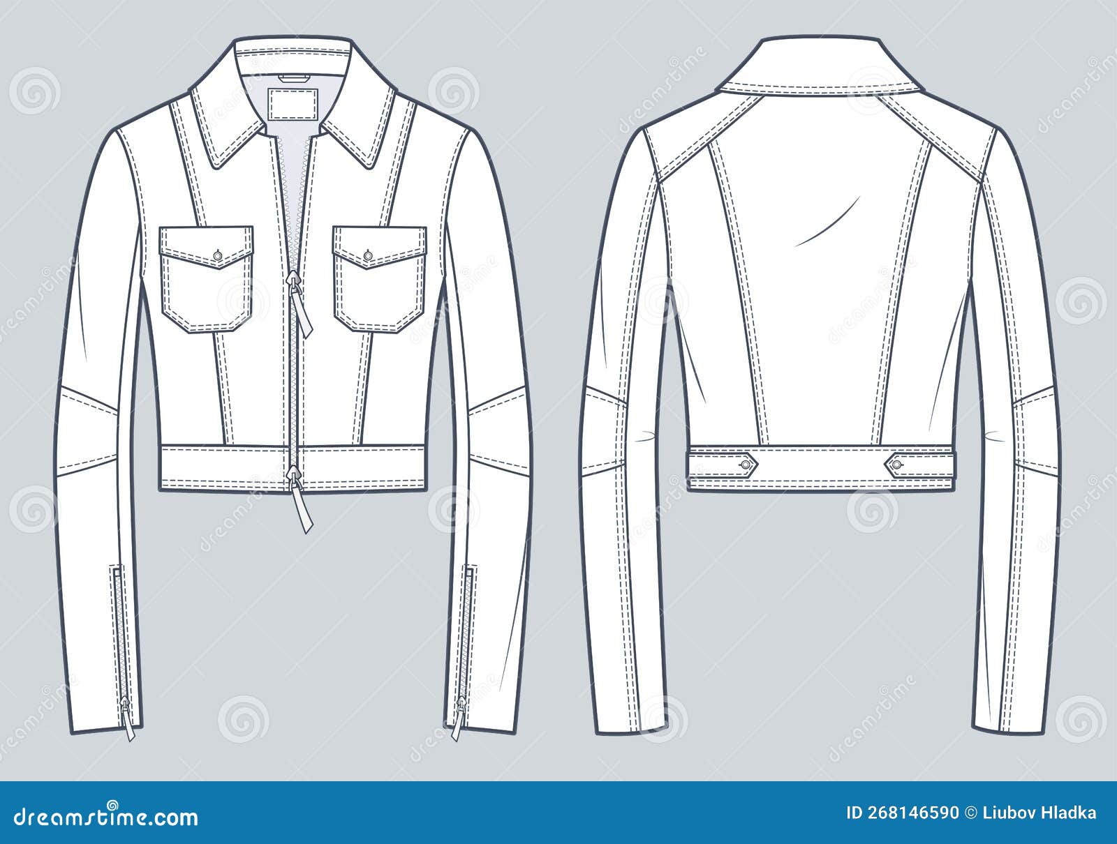 Zipup biker jacket technical fashion  Stock Illustration 76015960   PIXTA