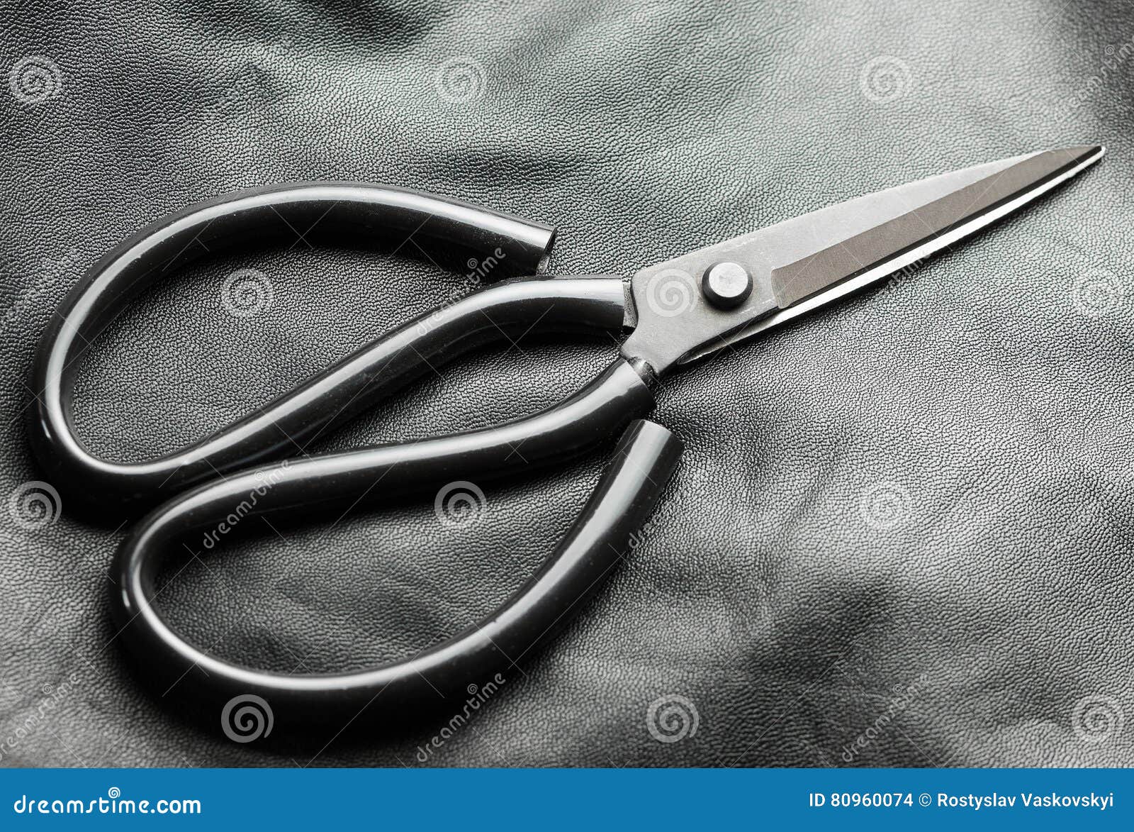 Leather Cutting Scissors. stock photo. Image of fashion 80960074